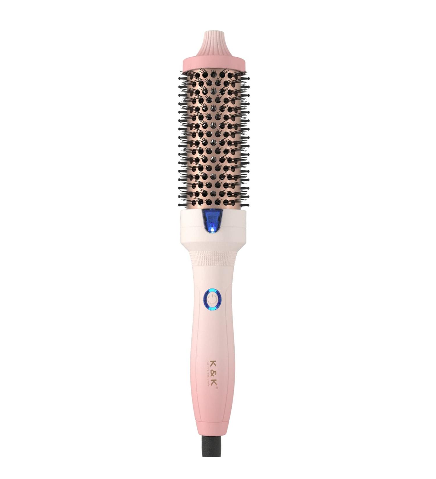 K&K Hot Hair Brush 38mm - Keratin Protect Heated Barrel | Ionic Smooth Shine Volumize Comb | Dual Voltage Hair Straightener Curler Styling Tool - Buy Online on GoSupps.com