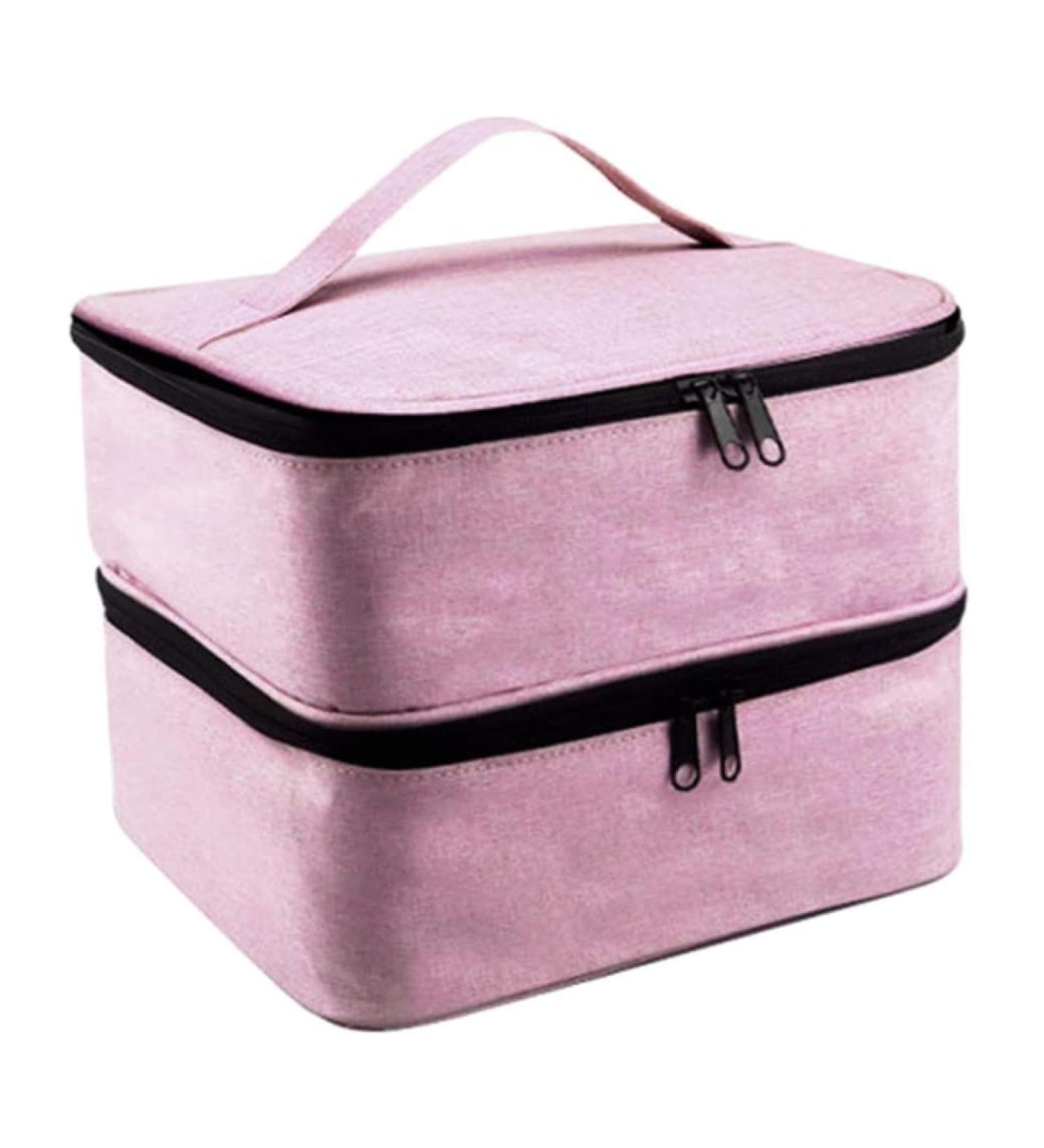 Premium Nail Polish Organizer Shell - Holds 30 Bottles & Nail Dryer Storage Bag - Pink Nail Polish Case - Buy Online on GoSupps.com