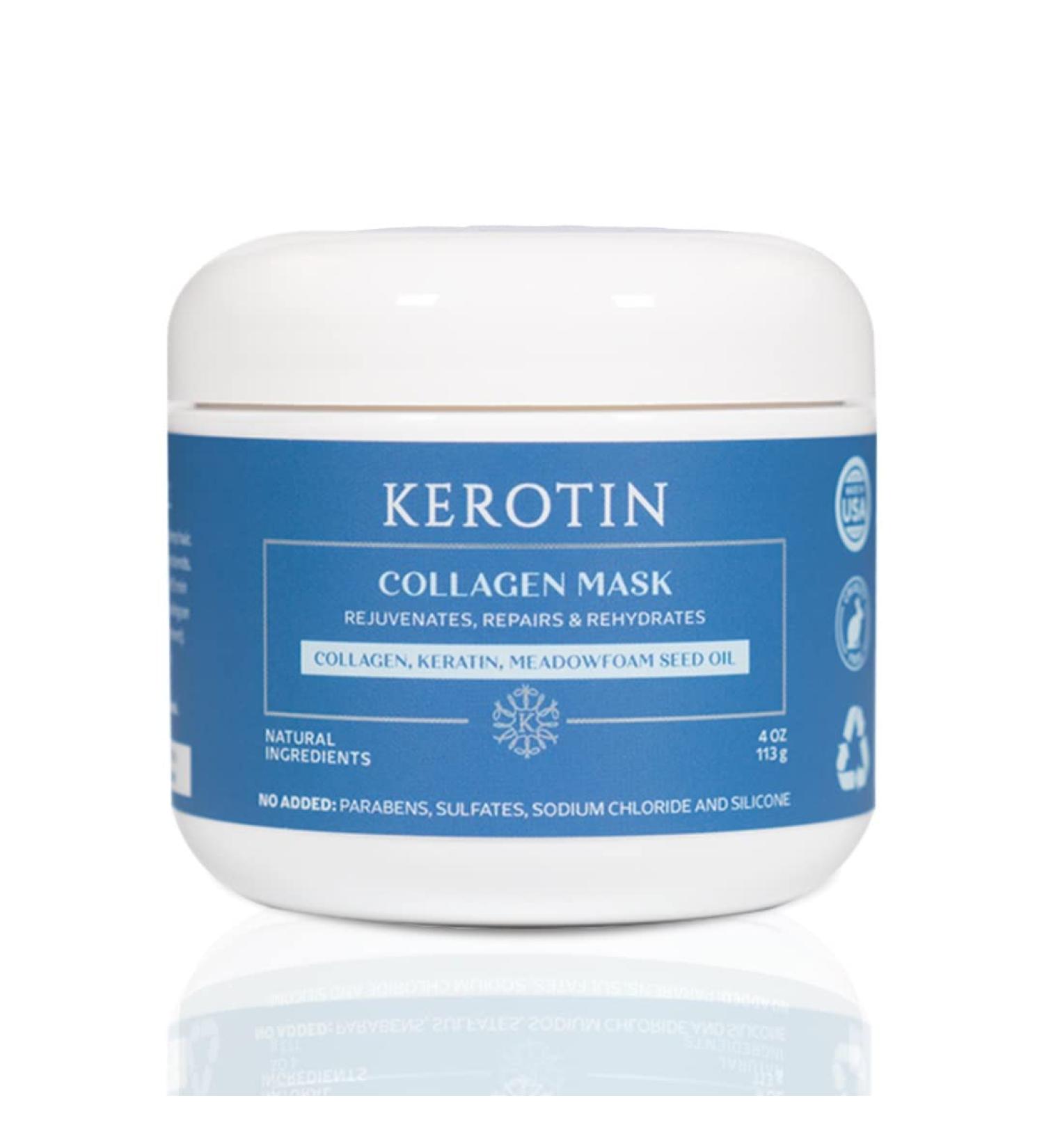 Kerotin Collagen Hair Mask Treatment - Restores, Moisturizes, and Repairs Damaged Hair - Keratin Protein Infused for Deep Conditioning - Paraben and Sulfate-Free - Made in the USA - Buy Online on GoSupps.com