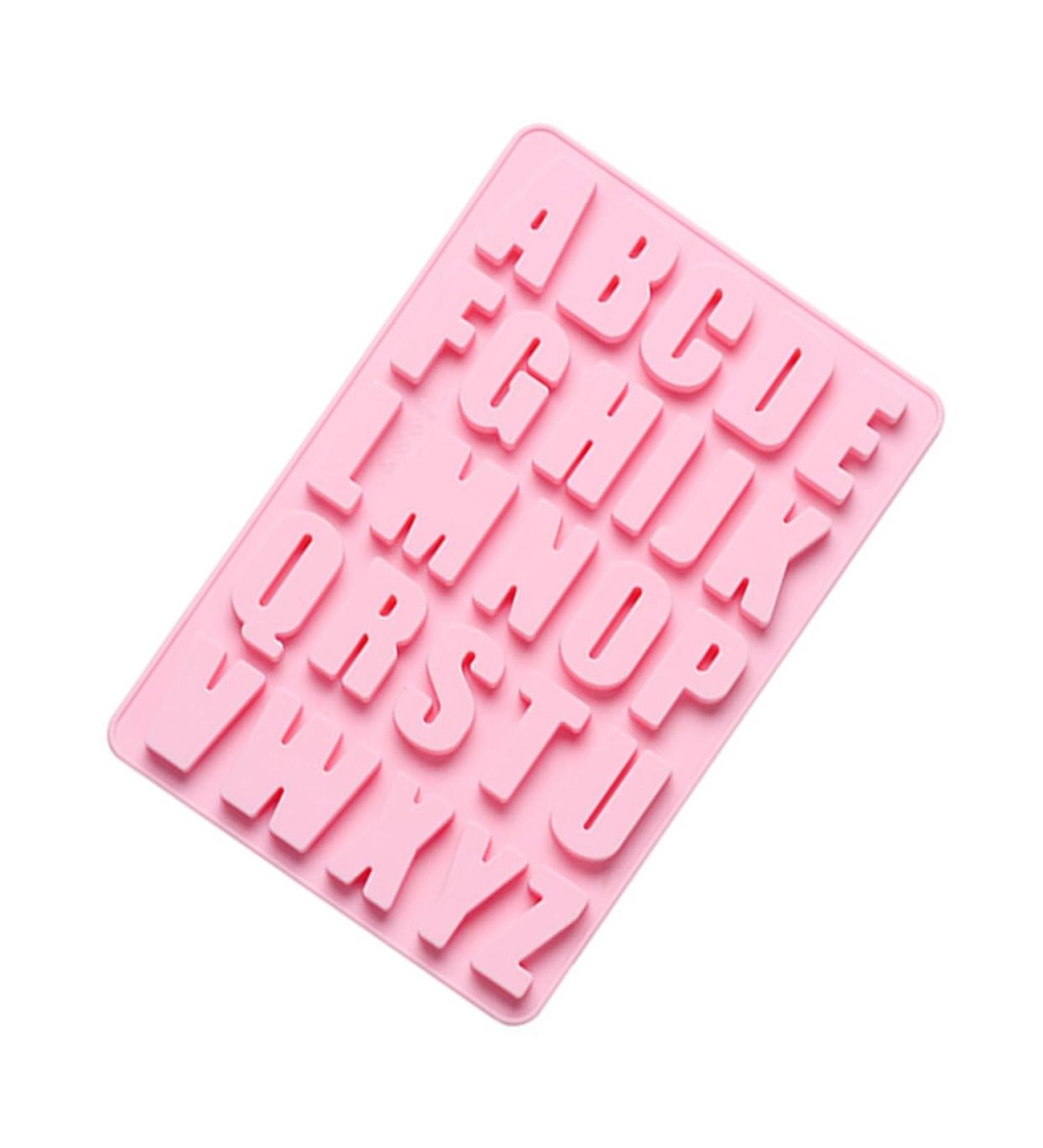 Zerodeko Silicone Ice Molds Trays 1pc 26 Mold Silicone Baking Alphabet Chocolate English Utensil Dessert DIY Creative Ice Tool Pink 27.2X18.2X1.3CM - Buy Online on GoSupps.com