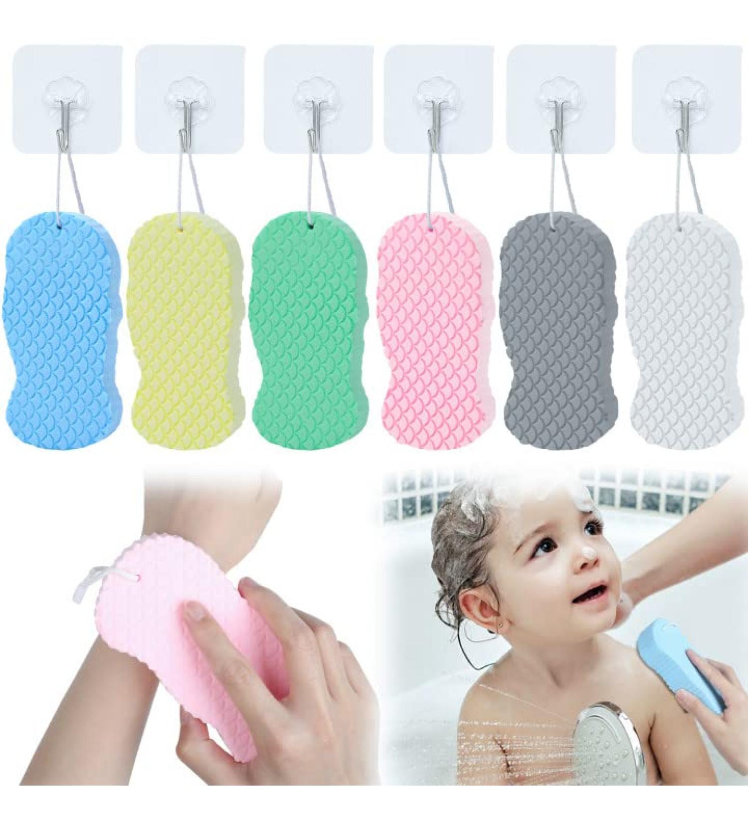 6 PCS Ultra Soft Exfoliating Bath Sponge Set with Sticky Hooks - Ideal for Adults, Children, and Pregnant Women - Buy Online on GoSupps.com