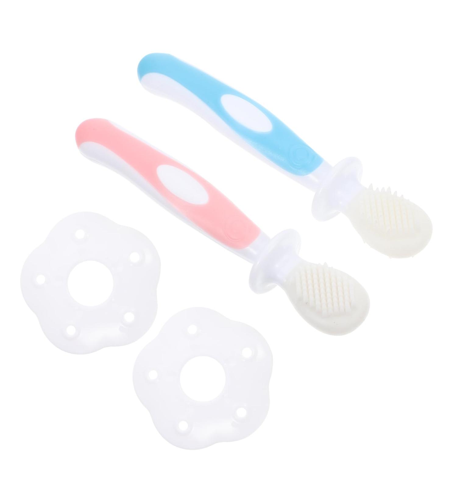 Gleavi 2 Sets Baby Toothbrush Cleaning Accessories | Handheld Cleaner for Children's Teeth | Milk Teeth Detergent | Pink - Buy Online on GoSupps.com