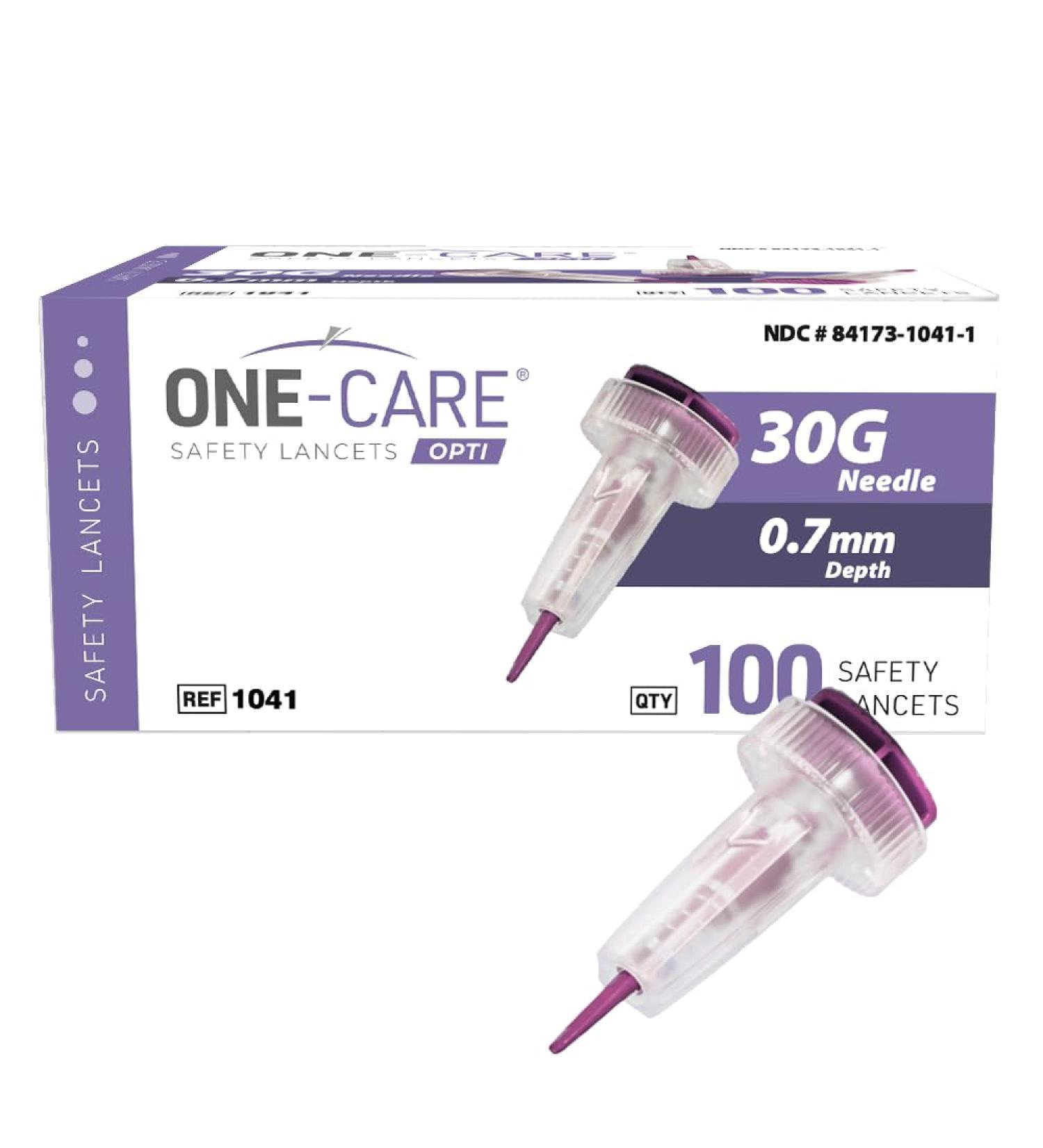 MediVena ONE-CARE Safety Lancets - 30G Sterile Finger Prick Device for Diabetes Testing Push Button Activation 100/Box - Buy Online on GoSupps.com
