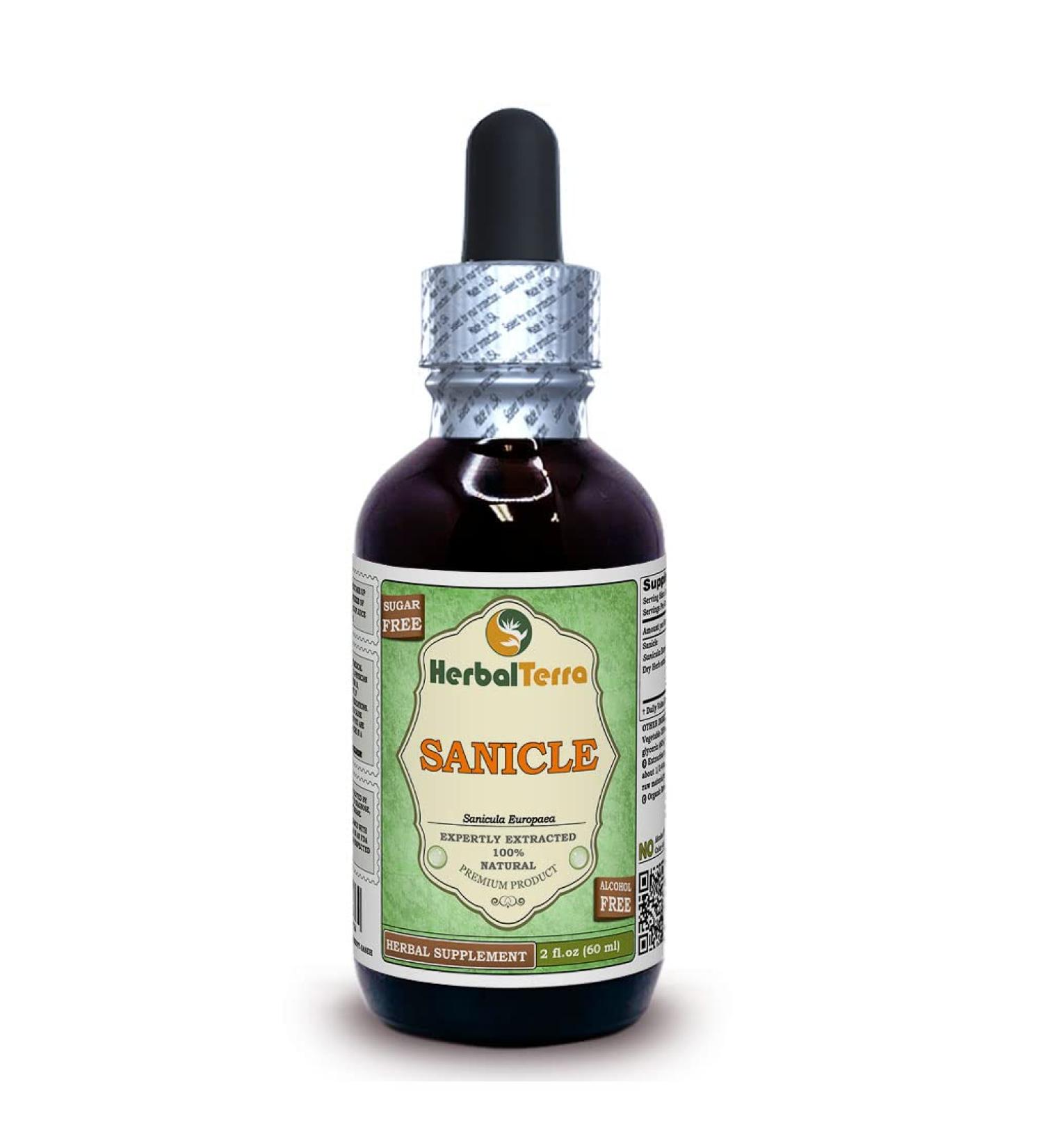 Herbal Terra Sanicle (Sanicula Europaea) Glycerite Dried Herb Alcohol-Free Liquid Extract 2 oz Alcohol-FREE 2 Fl Oz (Pack of 1)