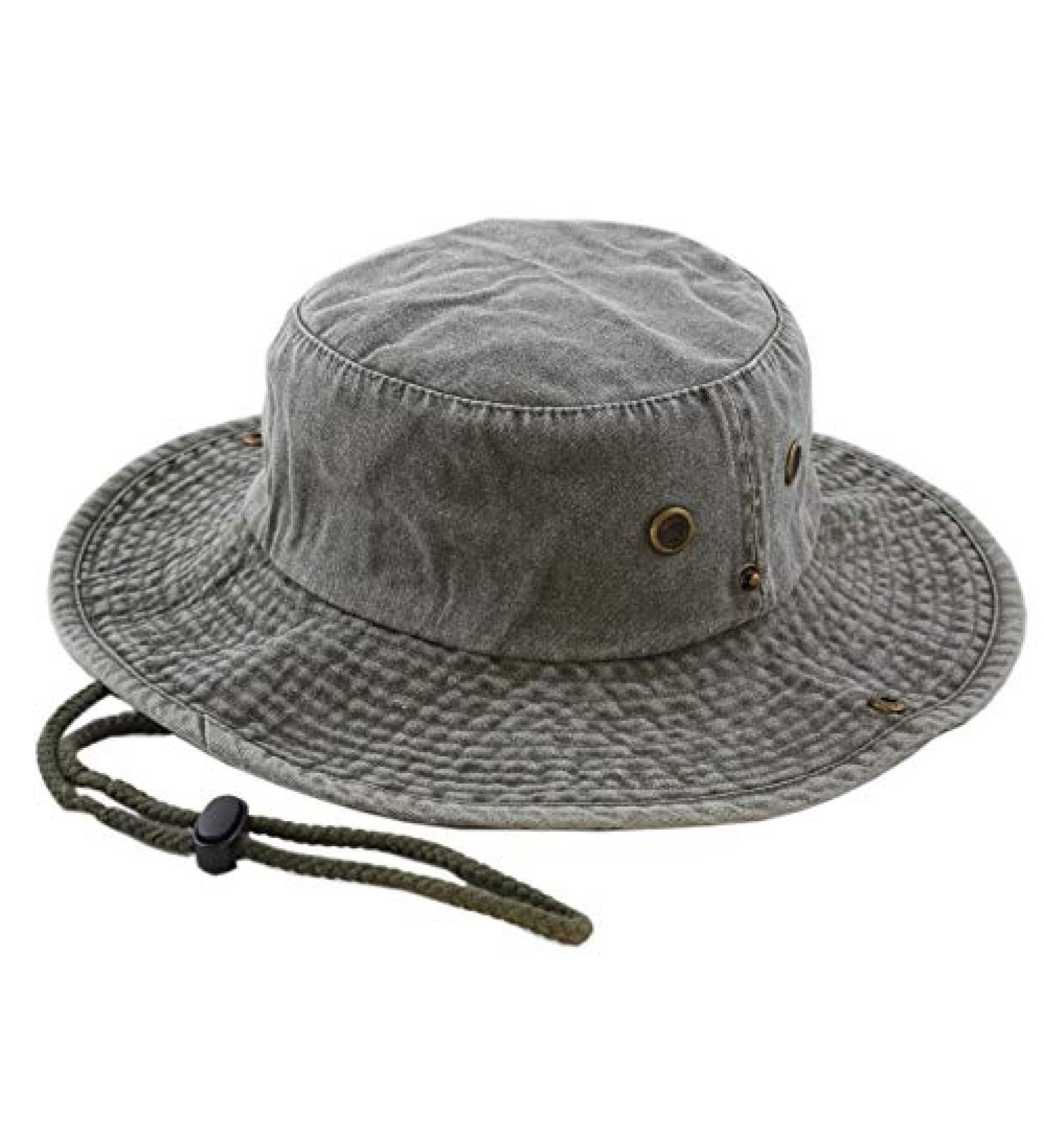 The Hat Depot Cotton Stone-Washed Safari Wide Brim Foldable Double-Sided Sun Boonie Bucket Hat - Pigment Olive | Large-X-Large - Buy Online on GoSupps.com