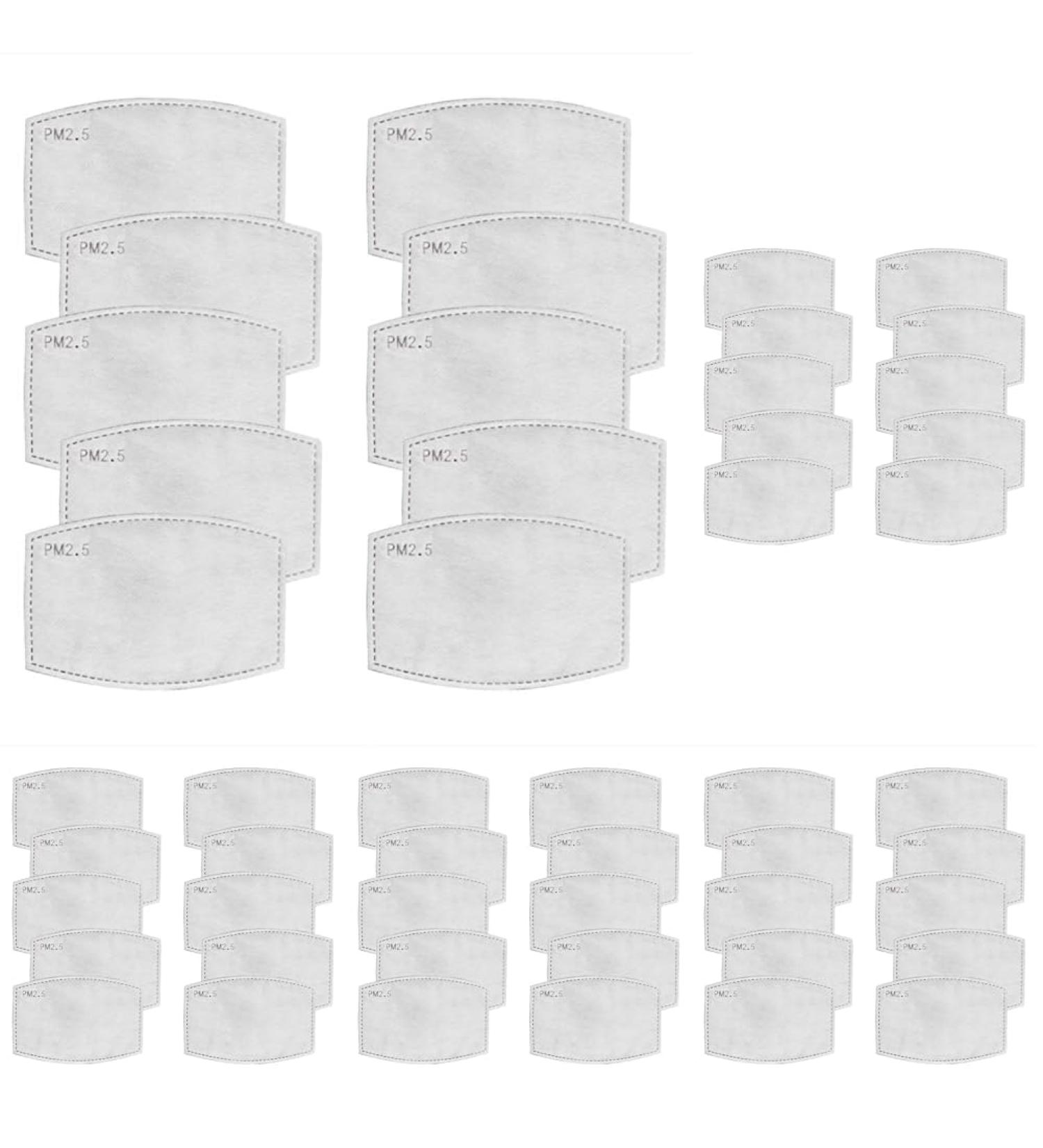 Safe-Mate 50 Pack PM 2.5 Carbon Filter Inserts for Adult Cloth Masks - 5 Layer Replacement Filters for S/M & L/XL Masks - Buy Online on GoSupps.com