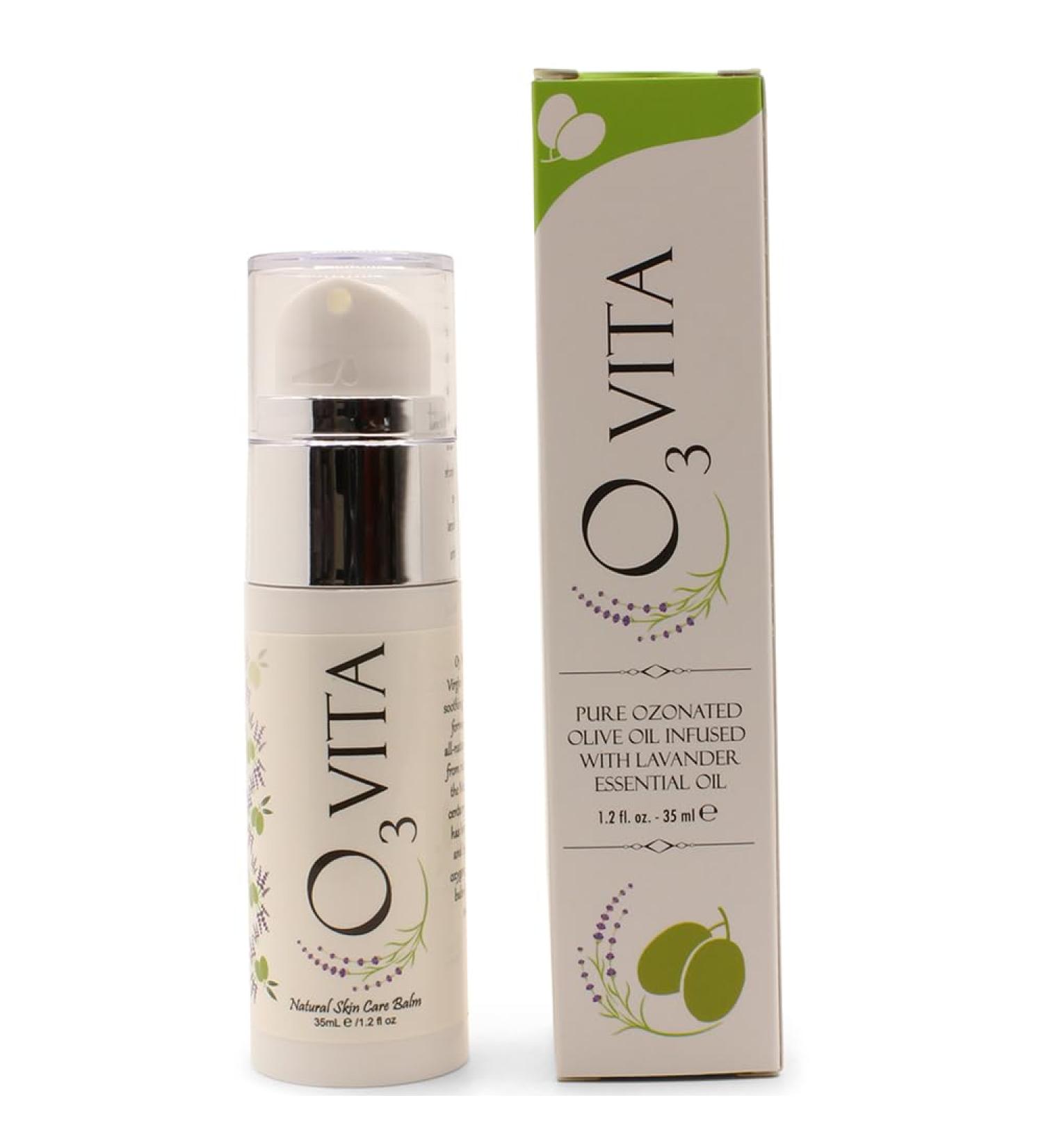 O3 Vita Ozonated Oil Blend 1.2 oz Extra Virgin Olive Oil and Lavender Essential Oil for Dry or Damged Skin