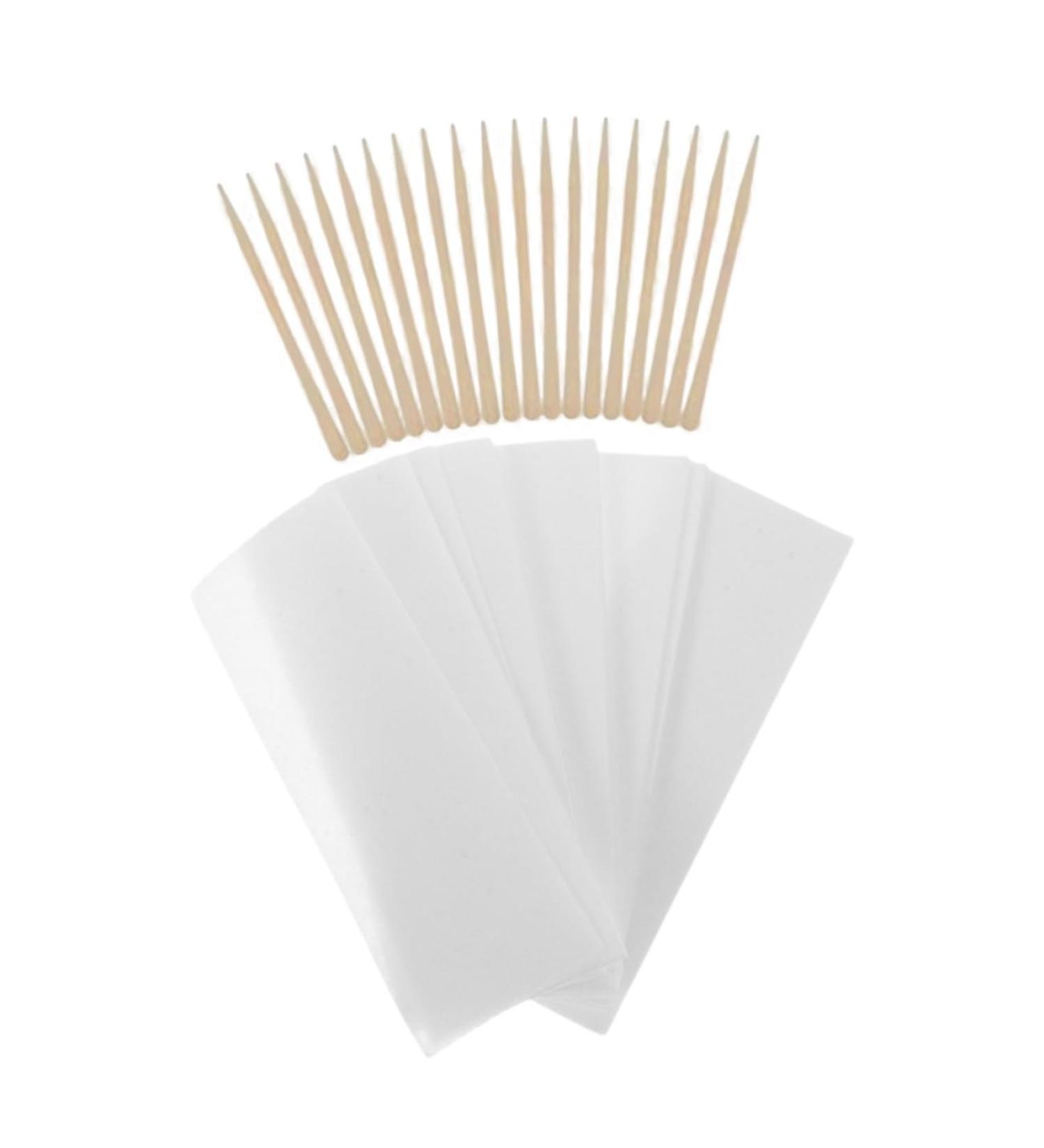 PACKOVE Bandes De Cire D pilatoires Jetables Pour Femmes 100 Pi ces 100 Lingettes En Tissu Non Tiss Avec B tonnets En Bois 88 Mm T te Plate pilation Visage Corps Bikini Usage Salon Et Domicile - Buy Online on GoSupps.com