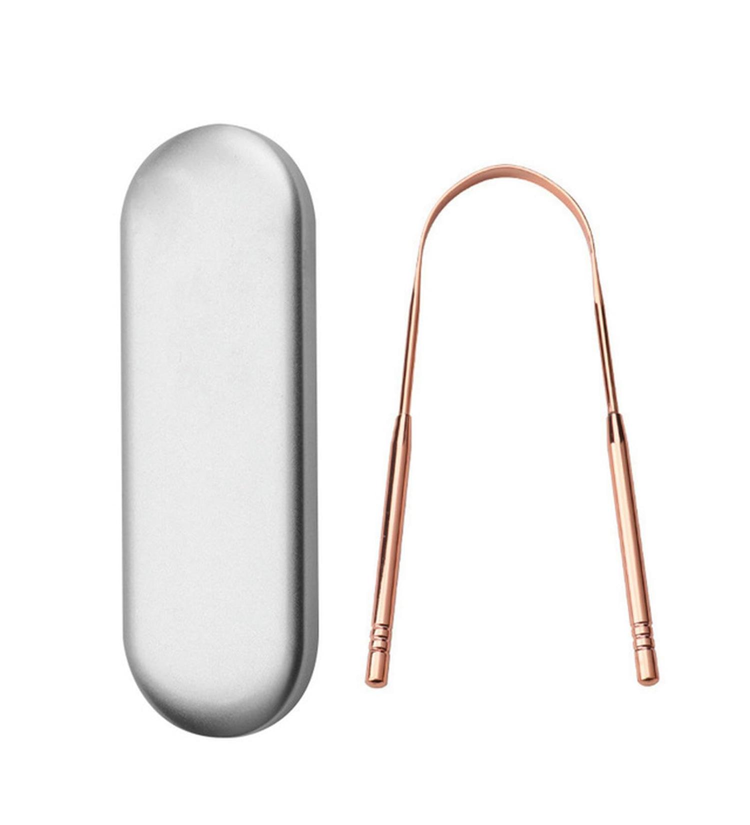 Wilsem Stainless Steel Tongue Scraper & Coated Toothbrush for Fresh Breath - Rose Gold Box | Premium Oral Hygiene - Buy Online on GoSupps.com