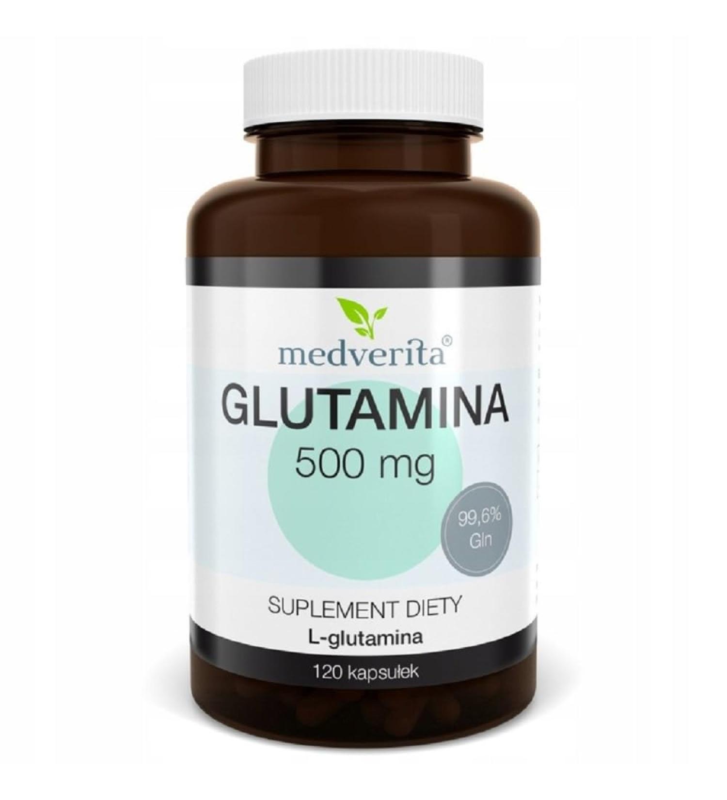 Medverita Glutamine 500mg - Amino Acid for Muscle Regeneration & Immune Support - Dietary Supplements - 120 Capsules (2 Capsules/Day) - Buy Online on GoSupps.com