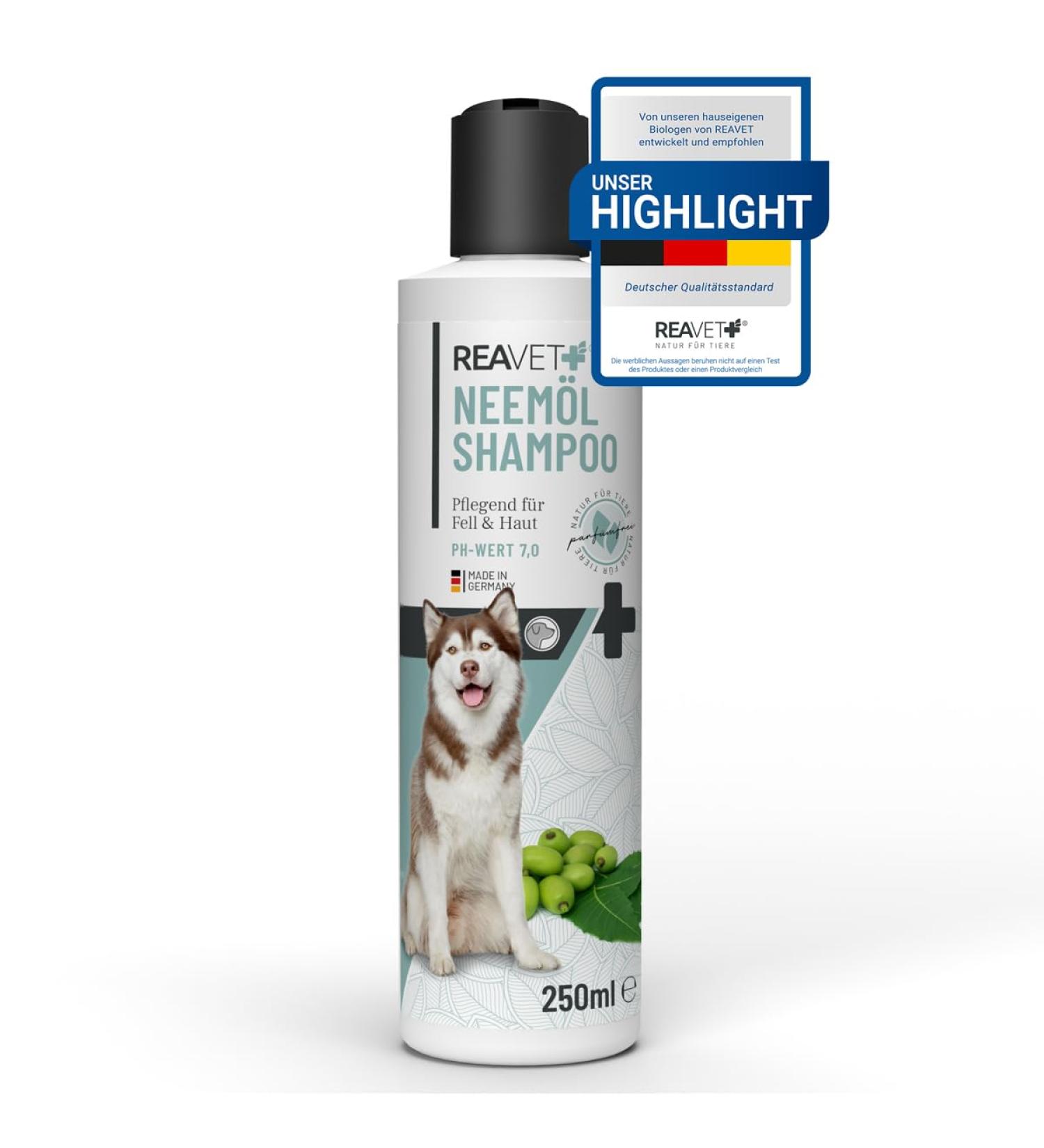 Reavet Dog Shampoo 250ml - Neem Oil Formula for Itching Fleas Ticks & Mites - Suitable for All Breeds & Puppies - Pleasant Fragrance & Skin-Friendly - Buy Online on GoSupps.com