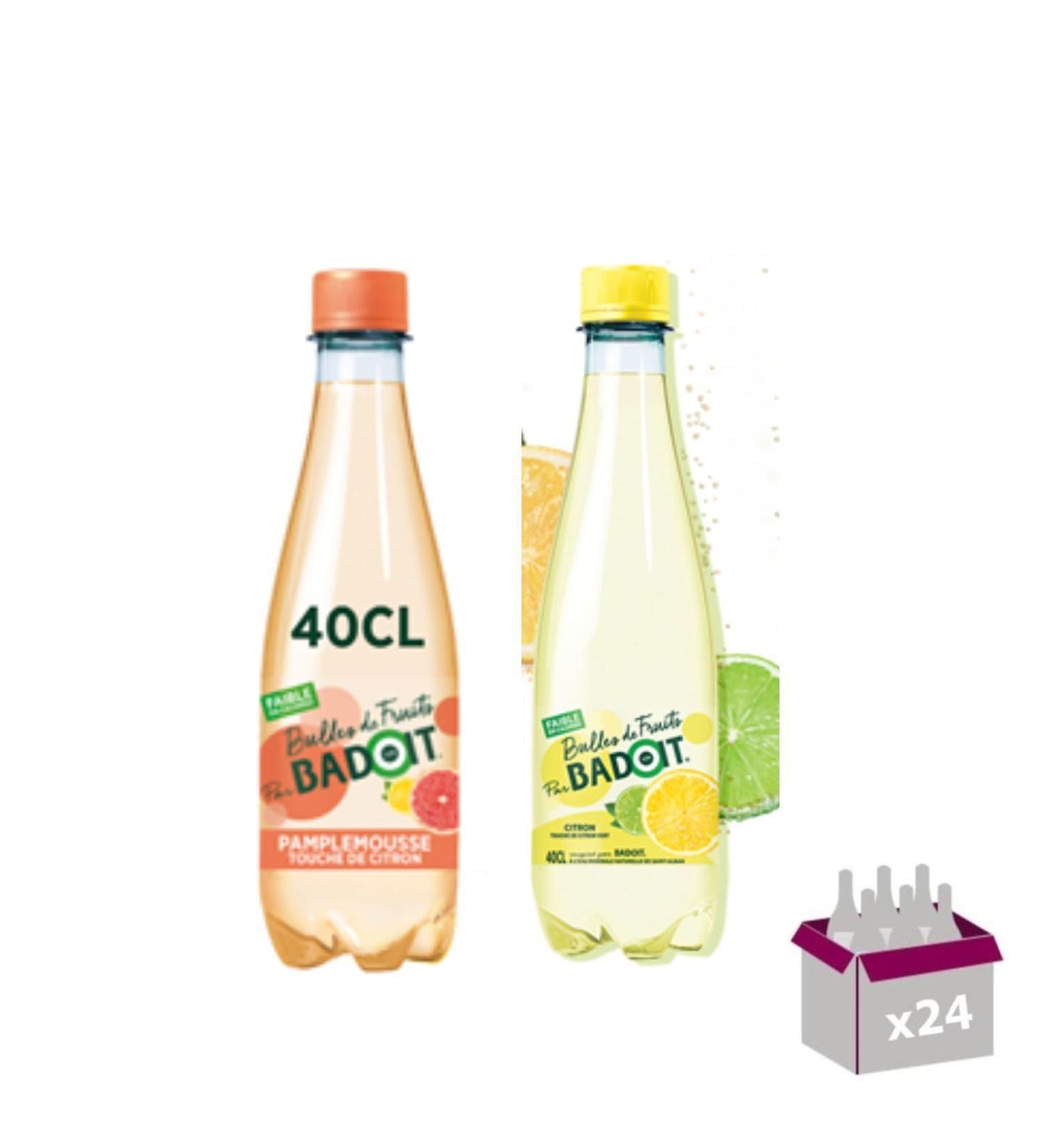 Badoit: Sparkling water with lemon and lime (12x40cl) & Sparkling water with grapefruit and lemon (12x40cl)