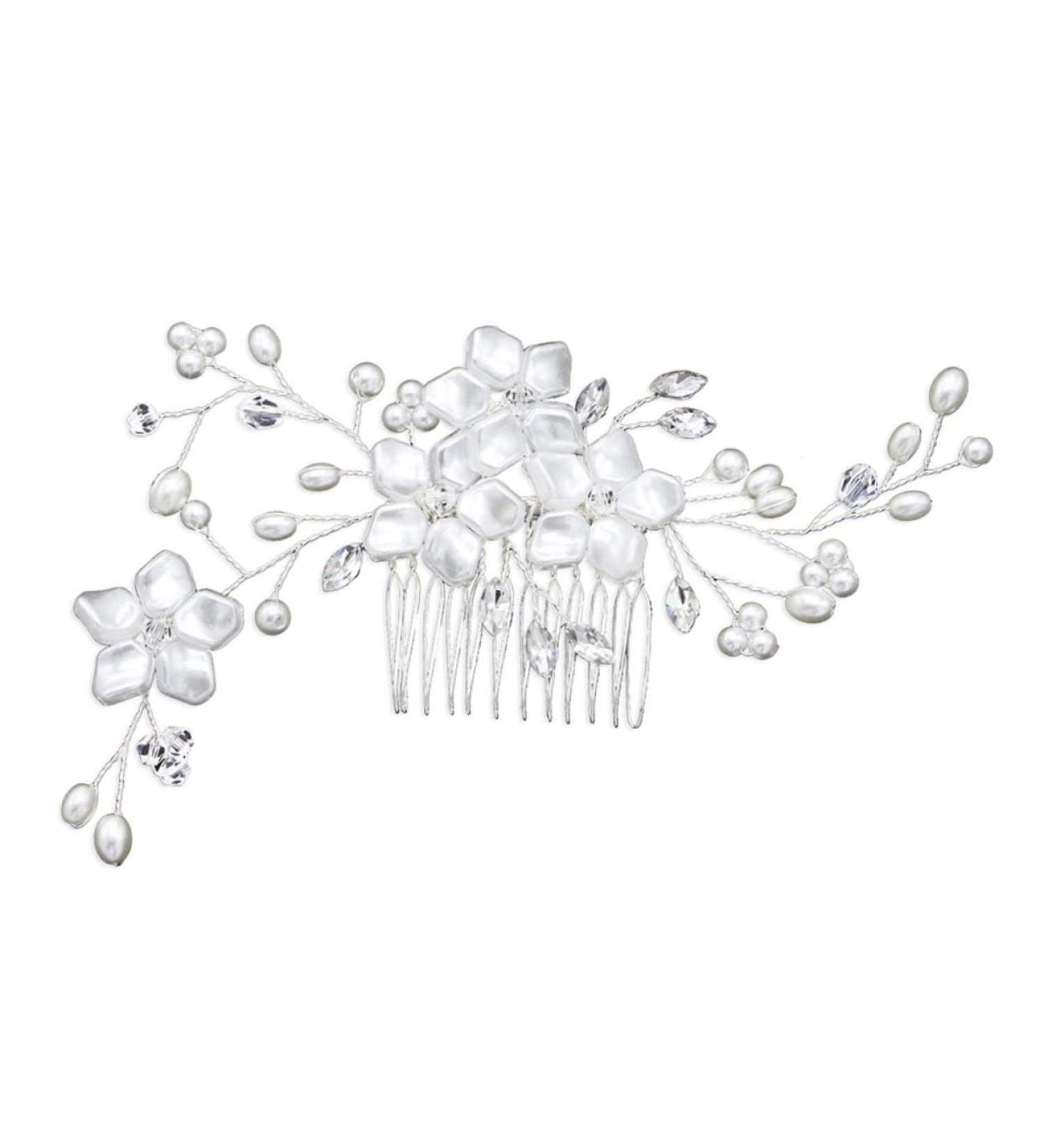 Mikinona 1pc Bridal Hair Combs Wedding Hair Combs Floral Hair Clips Headdress for Women Bridal Hair Pin Bride Hair Combs Pearl Clips for Hair Rhinestone Hair Clips Wedding Headpiece White - Buy Online on GoSupps.com