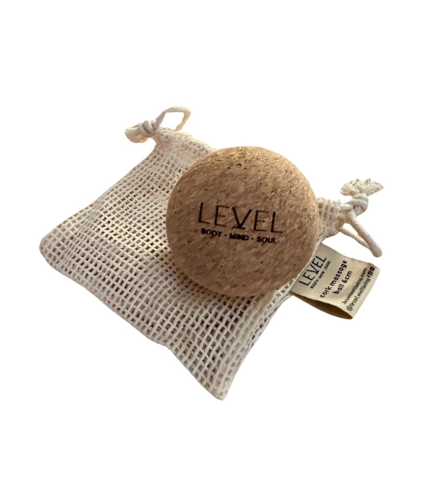 Level Body Mind Soul Cork Massage Ball - 6.2 cm Deep Tissue & Fascia Relief Tool for Muscle Tension - Perfect Yoga & Therapy Ball - Buy Online on GoSupps.com