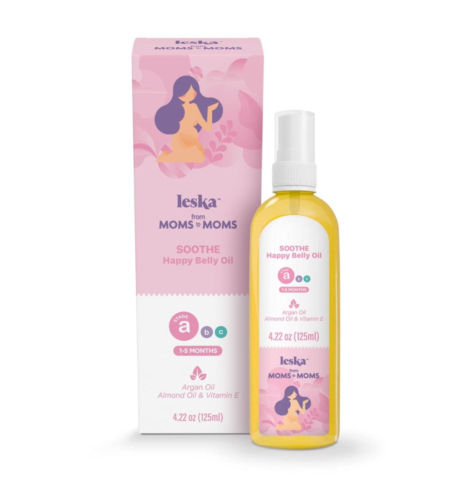 LESKA Maternity Belly Oil | STAGE A SOOTHE Happy Belly Anti-Itch Oil | Pregnancy Months 1-5 | Complete 3 Stage Pregnancy Skin Care System | New Mom Gifts | 4.22oz - Buy Online on GoSupps.com