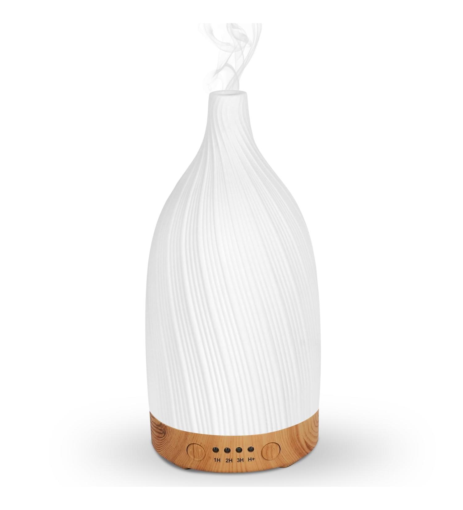 Buy GUKKK White Ceramic Aroma Diffuser for Essential Oils - Adjustable Fog 7 Colors LED Timer - Perfect for Bedrooms Yoga & Office (100ml) - Buy Online on GoSupps.com