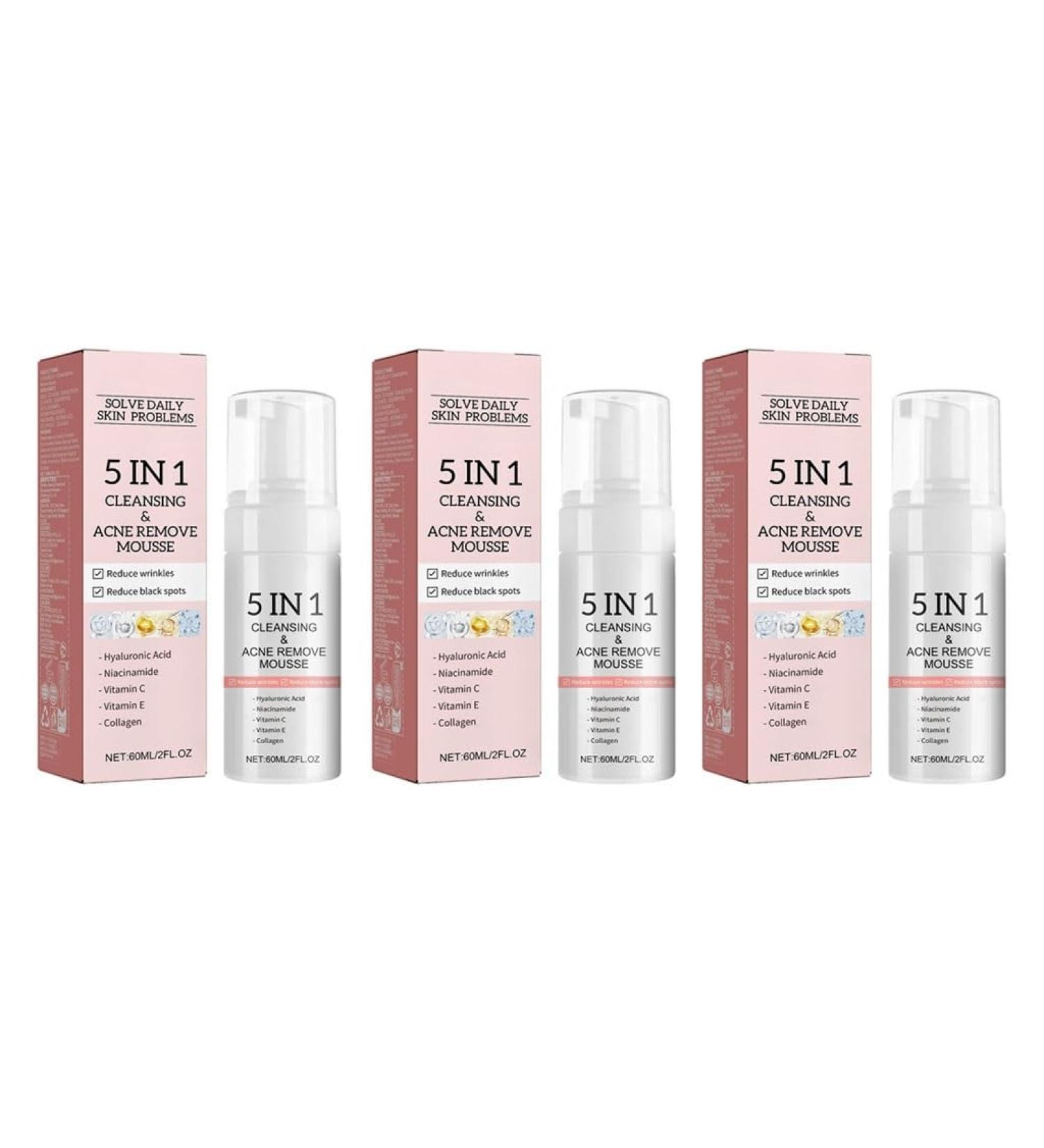 Mousse Nettoyante 5 En 1: Nettoyage Profondeur Des Pores Att nuation Marques D'acn limination Points Noirs Et Blancs Contr le Du S bum claircissement De La Peau(3PCS) - Buy Online on GoSupps.com