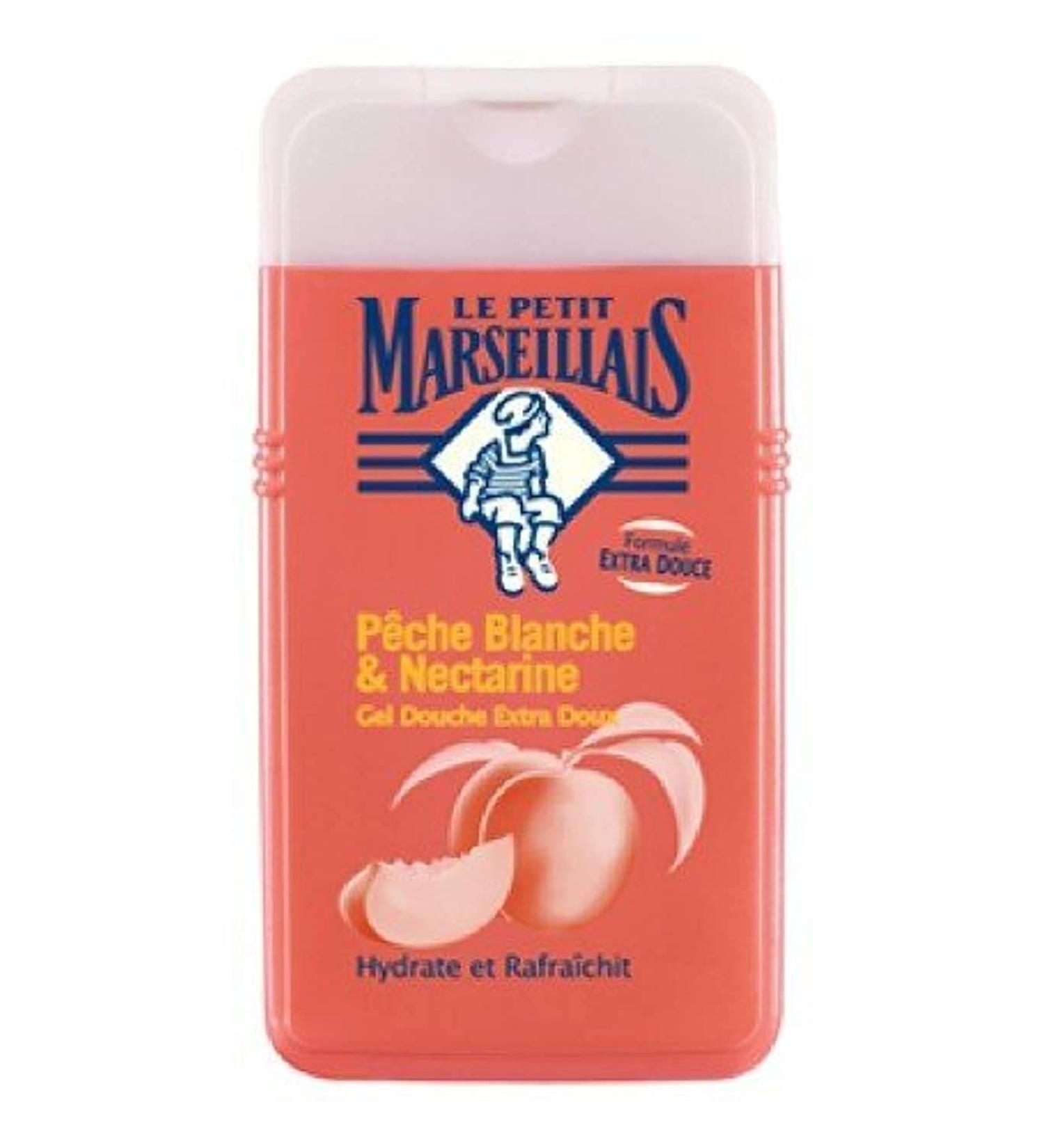 Le Petit Marseillais 1 Bottle of Body Wash Your Choice  French Shower Cream 6 Varieties 250ml (8.4oz) (P che Blanche et Nectarine (White peach and Nectarine))