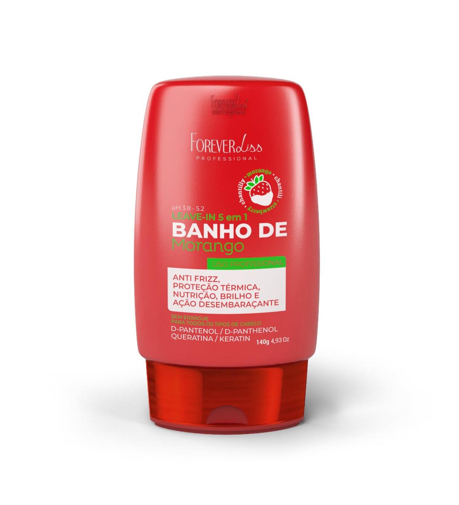 Forever Liss - Linha Banho de Verniz (Morango) - Leave In 140 Gr - (Varnish Bath (Strawberry) Collection - Leave In Net 4.94 oz)