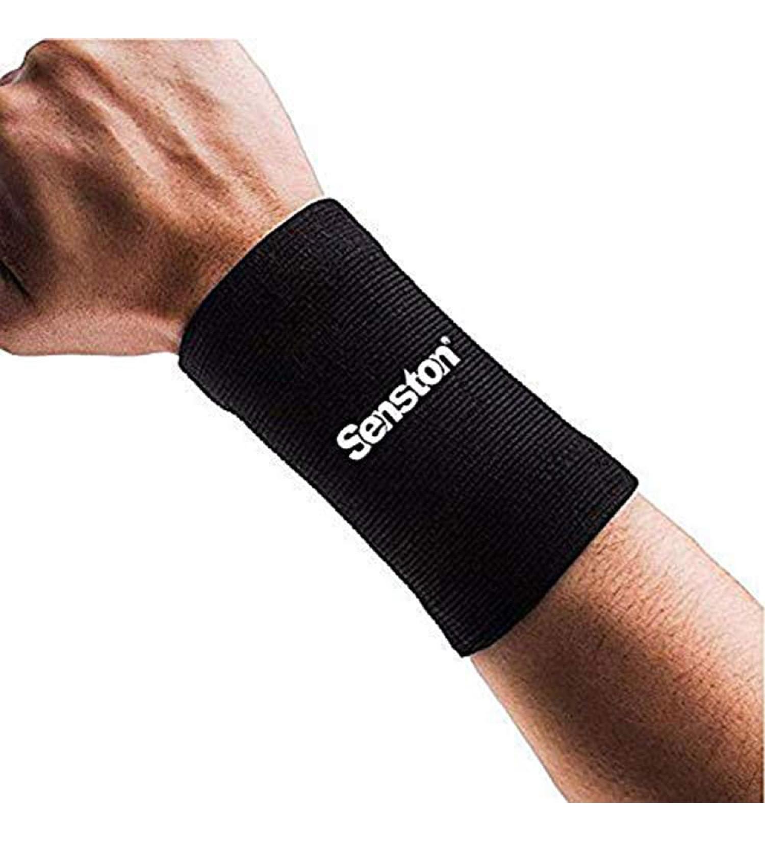Senston Sports Wristband Sweatband - Provide Firm Support for Weak Wrist Wrist Sprains and Strains - for Basketball Badminton Tennis Fitness All Sports Black