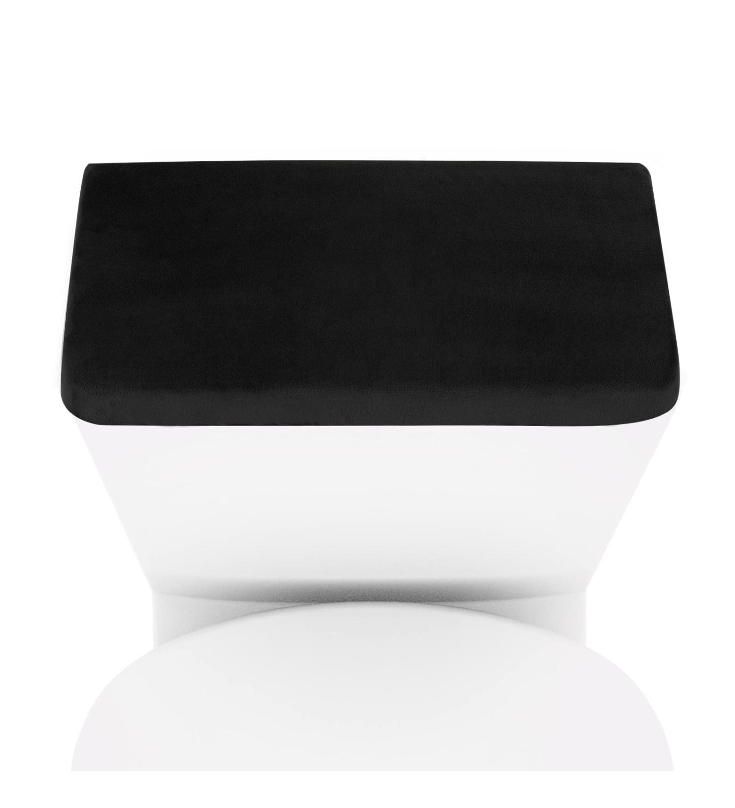 Stretch Velvet Toilet Tank Lid Cover - Super Soft Luxury Plush with Elastic Bottom, Machine Washable - Black - Buy Online on GoSupps.com