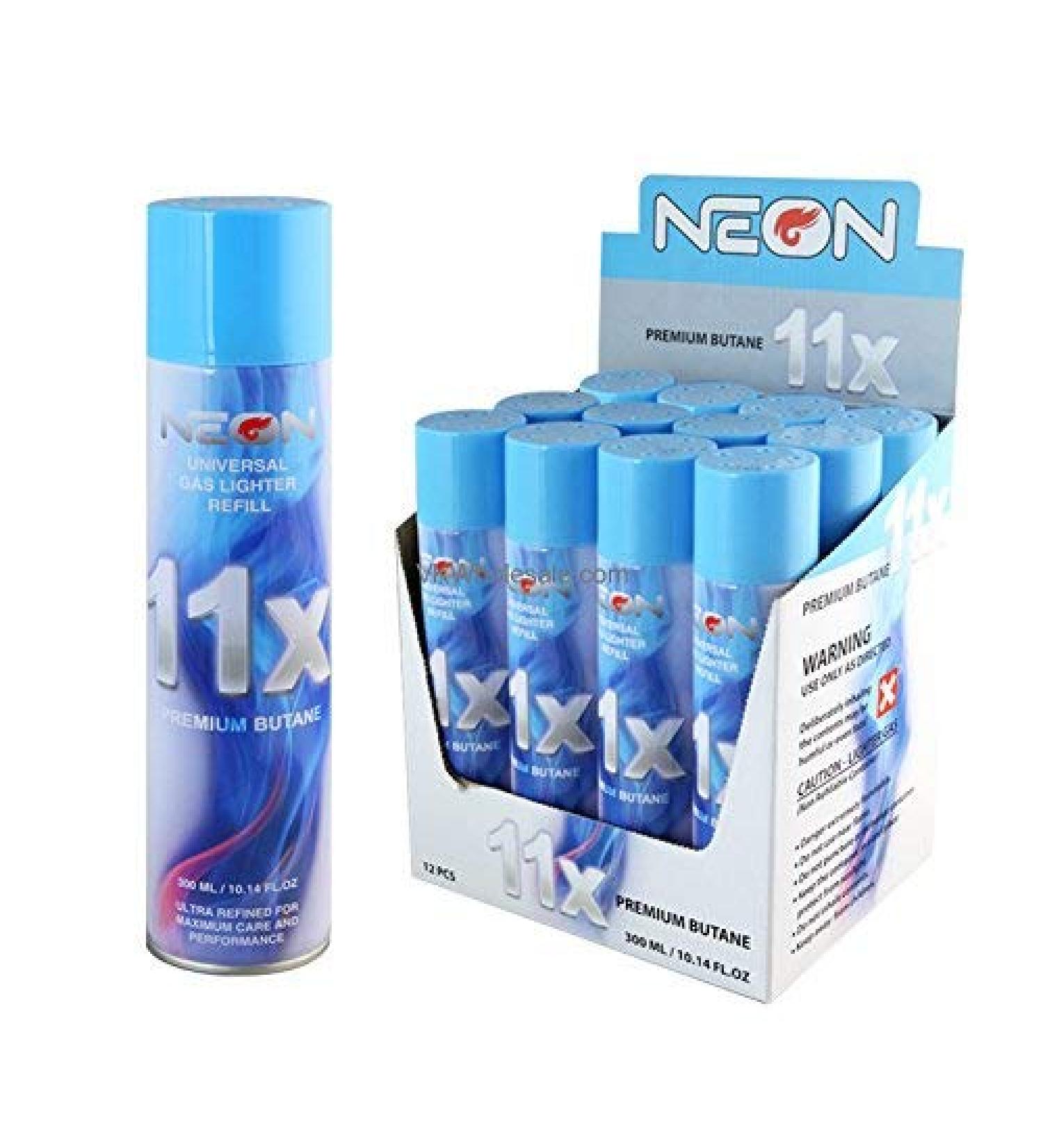 Neon 11x Ultra Refined Butane Fuel Lighter Refill Gas Pack of 12