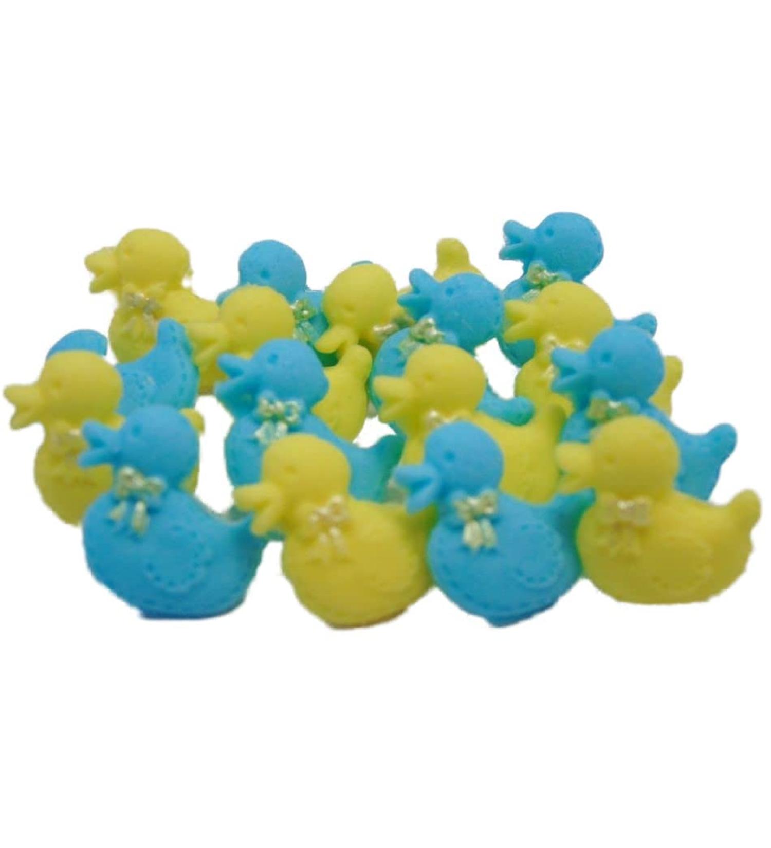 16 Edible Baby Ducks Cupcake Toppers ( 8 Blue 8 Yellow)