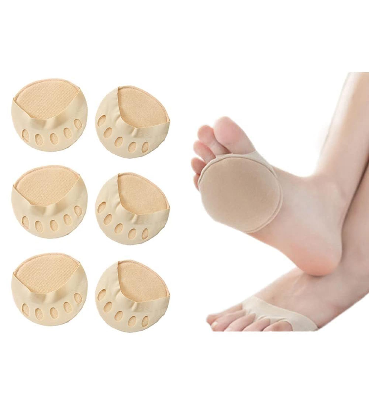Buy Apricot Foot Pads - Reusable Soft Forefoot Cushions for Women | Non-Slip Sweat Absorbent Pain Relief Honeycomb Fabric Socks (3 Pairs - Buy Online on GoSupps.com