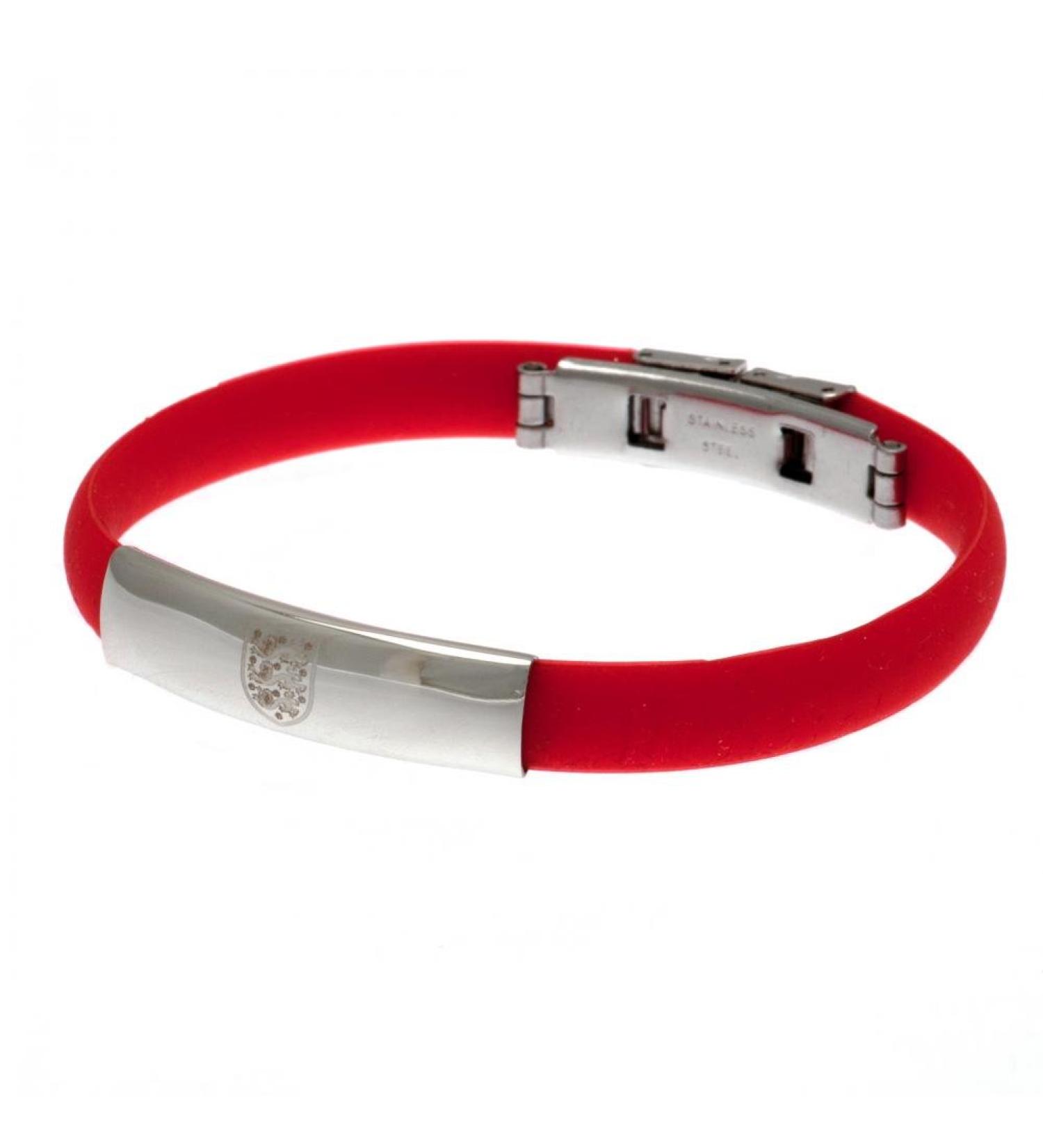 England Football Gifts - FA Crest Stainless Steel & Rubber Bracelet | 200 Month Silicone Bracelet - Buy Online on GoSupps.com