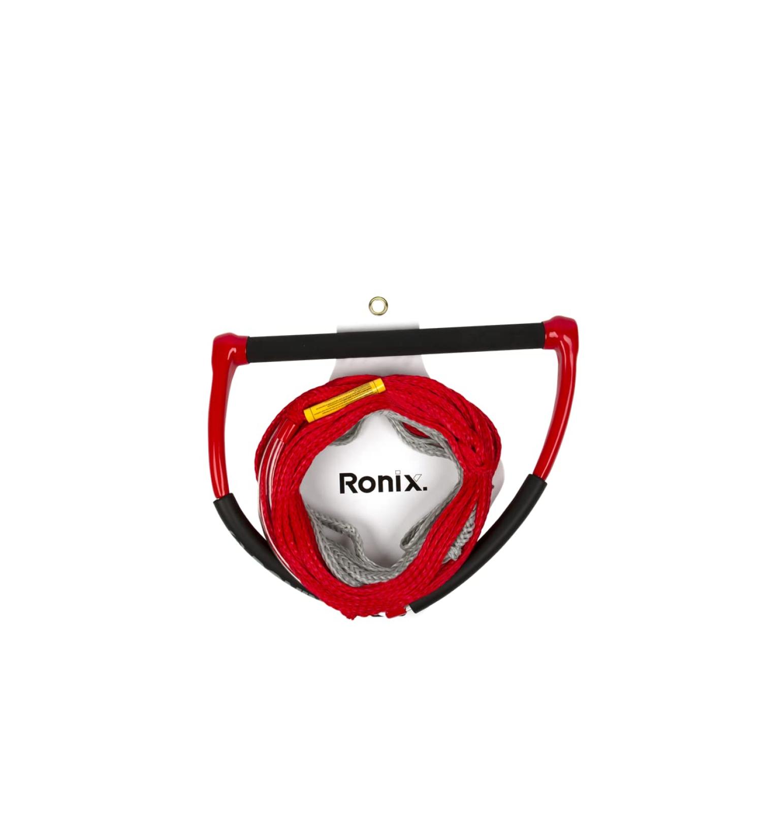 Ronix Combo 1.0, TPR Grip Wakeboard Handle w/ PE Rope Grip- 15 inches / Rope- 65ft Red/Grey