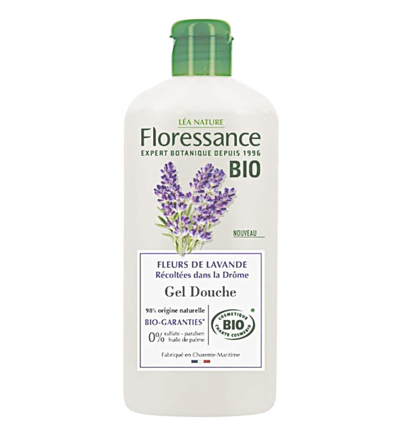 FLORESSANCE PAR NATURE Floressance - Organic Lavender Flower Shower Gel - Palm Oil Free - Certified Organic - 100% Plant-Based Cosmos Organic - 250 ml