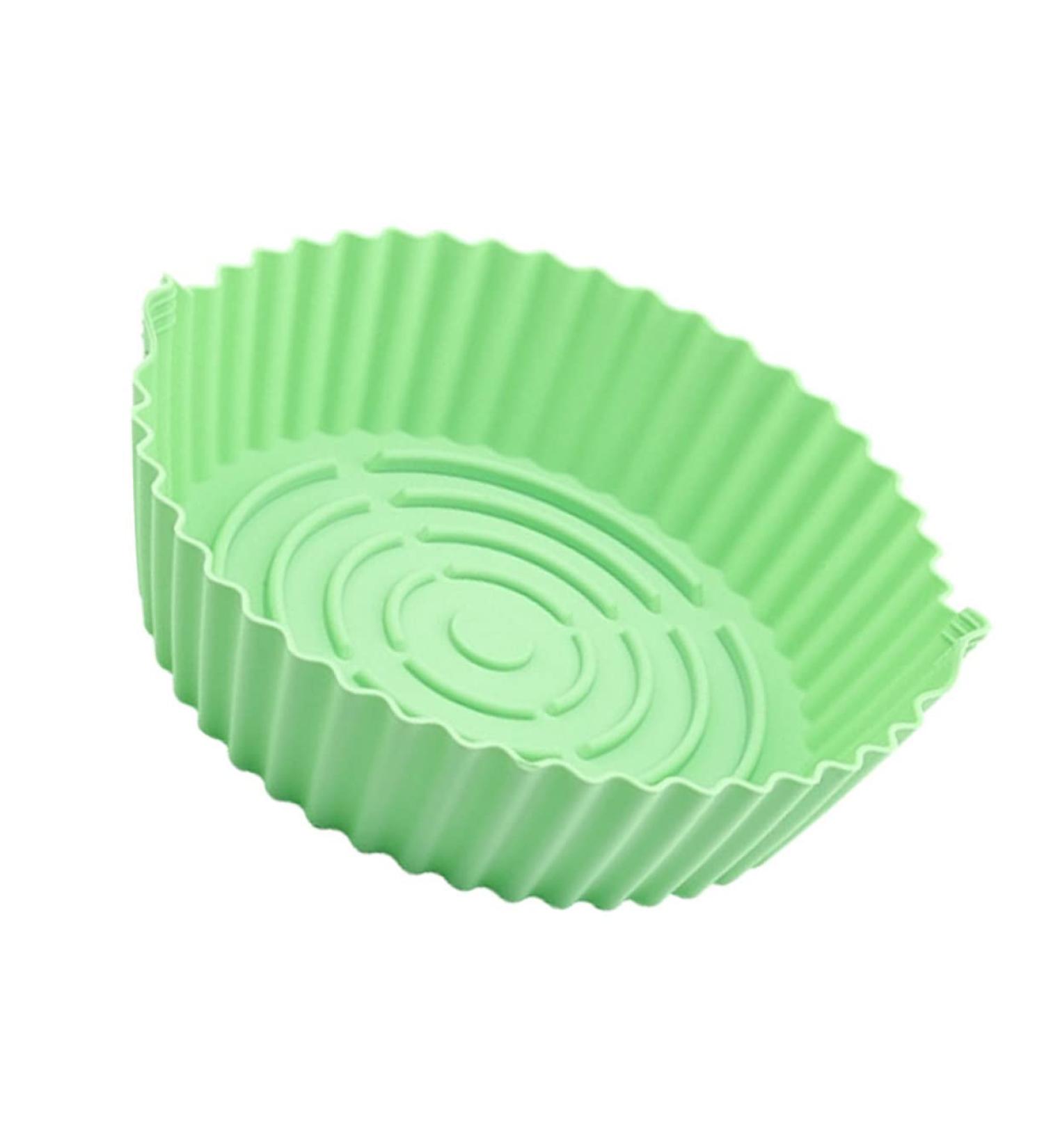 Zerodeko Air Fryer Pan Toaster Oven Pan Non Stick Baking Pan Oven Liner Silicone Air Fryer Mat Basket Round Green 19X19X6CM - Buy Online on GoSupps.com
