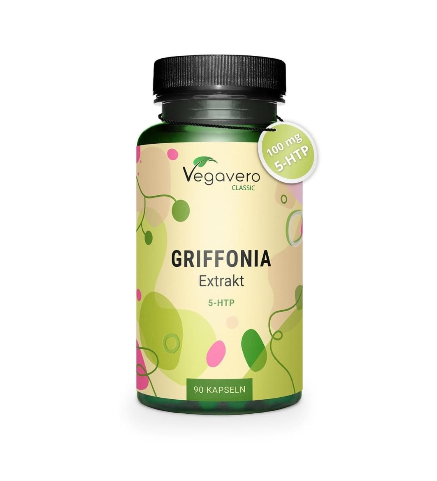 5-HTP GRIFFONIA | High Dosage: 500 mg Griffonia Extract | Anti Stress + Mood | 20% of 5HTP | Vegan & No Additives | 90 Capsules | Vegavero  - Buy Online on GoSupps.com