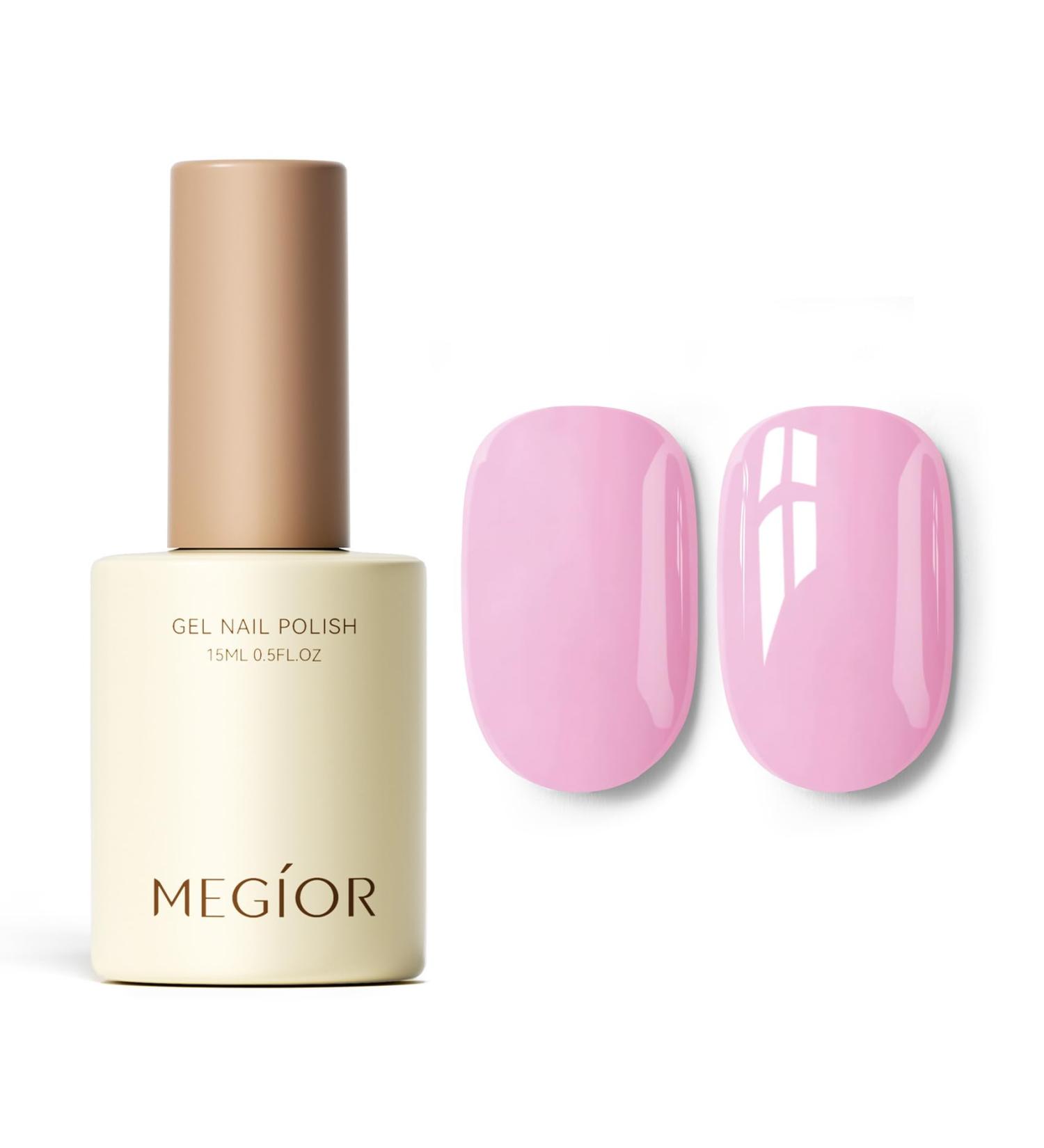 MEGIOR Pink Gel Nail Polish 15ml Light Pink Gel Polish High Gloss Soak Off UV LED Nail Gel Polish for Nail Art Manicure Salon DIY Home Gift for Girls - Buy Online on GoSupps.com