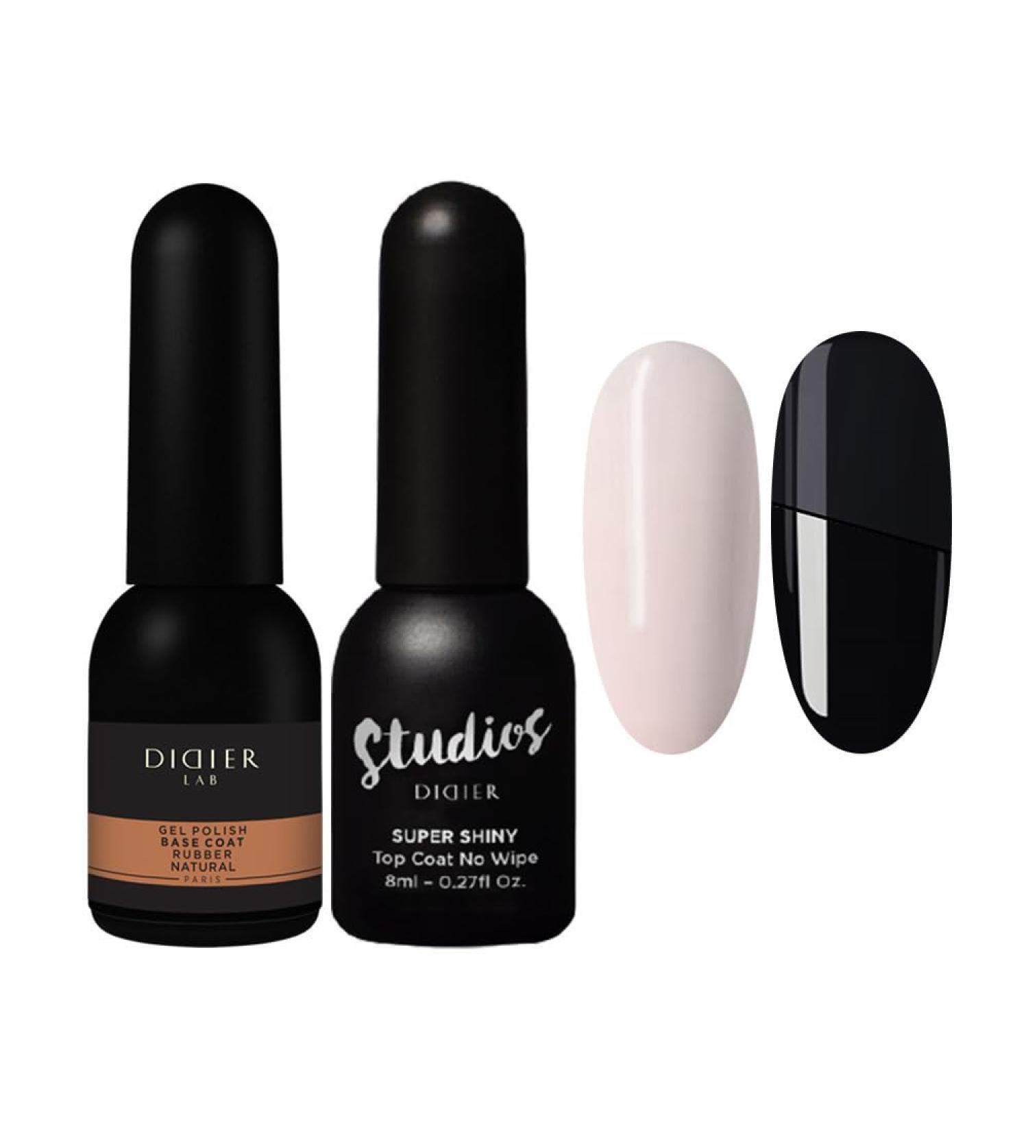 DidierLab Rubber Base Gel and No Wipe Top Coat Set - Long Lasting UV LED Nail Polish Kit - Rubber Nude Gel Polish - Gel Base Coat and Top Coat Varnish 2pcs - Buy Online on GoSupps.com