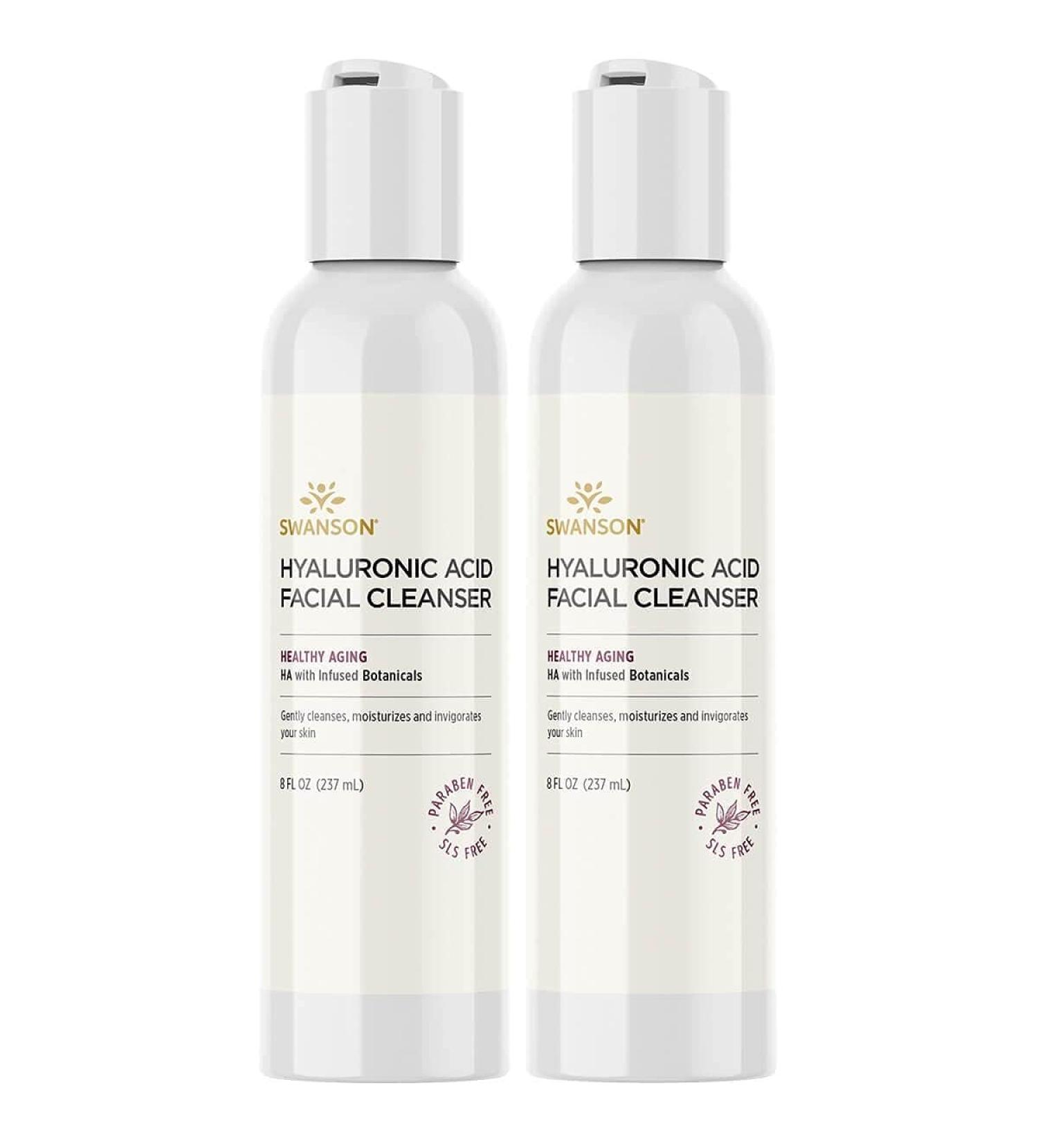 Swanson Hyaluronic Acid Facial Cleanser 2 Pack - 8 fl oz (237 ml) | Hydrating Face Wash for All Skin Types - International Shipping - Buy Online on GoSupps.com