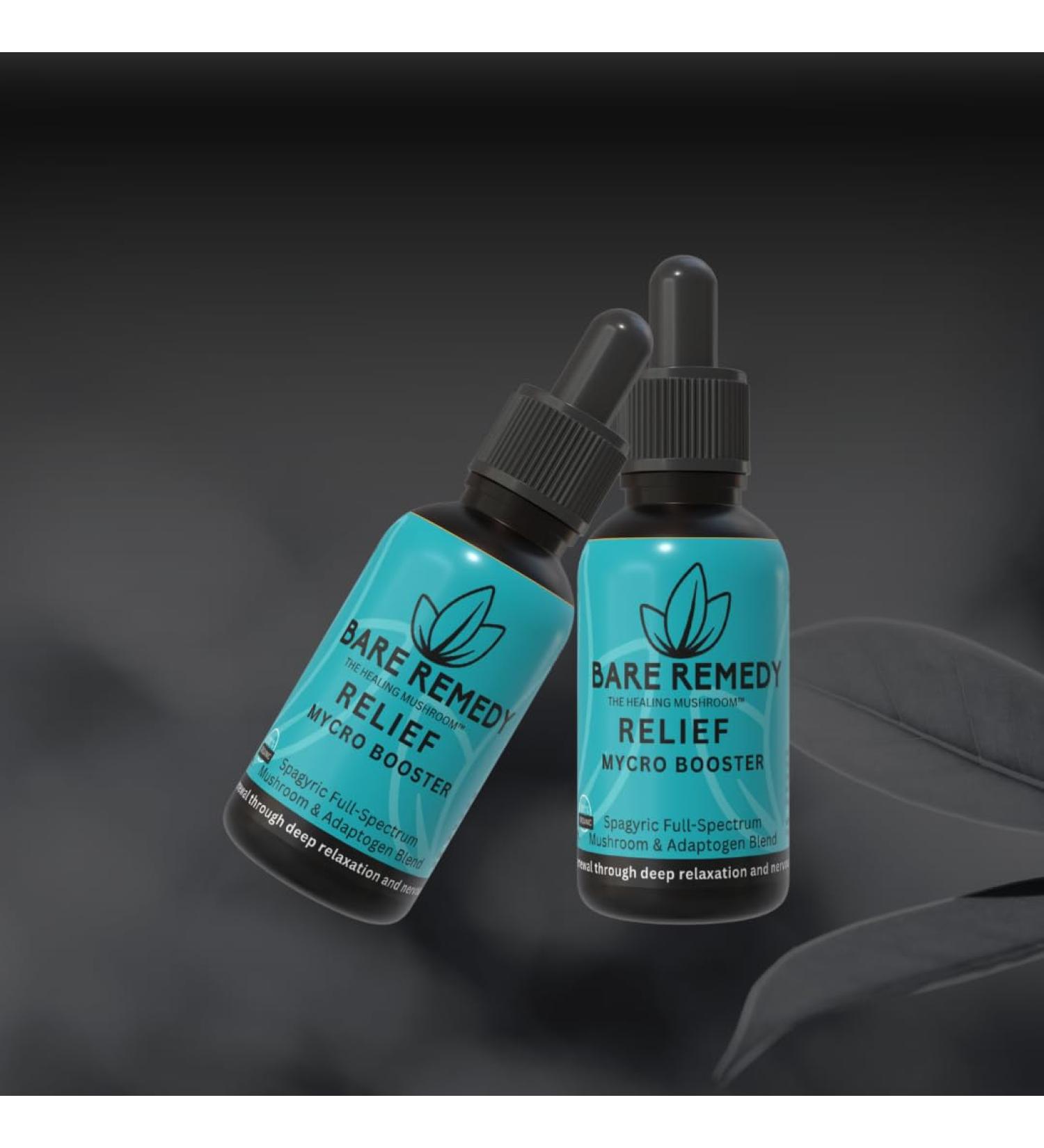 Relief MyCro Booster - Organic Reishi Turkey Tail Mushroom Extract Tincture Natural Flavor Liquid Supplement Fruiting Body Extract No Fillers Spagyric Formula 1oz 30 Servings - Buy Online on GoSupps.com