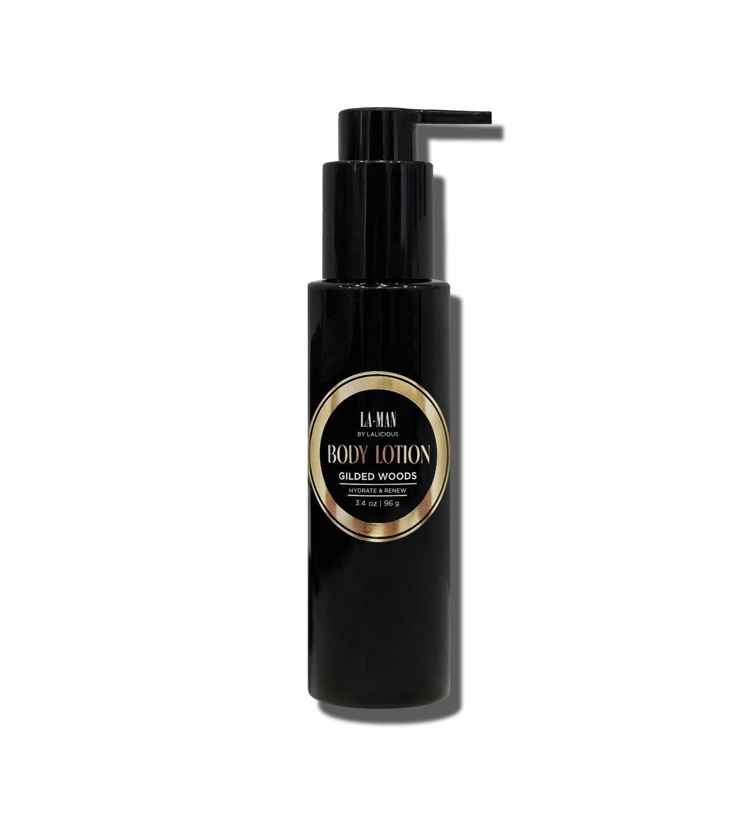 LaLicious La-Man Body Lotion - Gilded Woods Scent | Men's Non-Greasy Hydrating Lotion with Shea Butter Aloe Vera & Vitamin E (3.4oz) | International Shipping Available - Buy Online on GoSupps.com