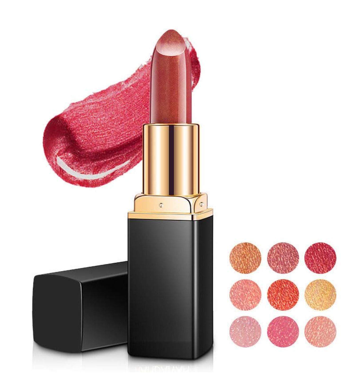 METINFUS Lipstick - Shiny Metallic Finish - Moisturizing Gloss - With Shiny Surface - Creamy Texture - Lip Care for Moisturizing Lips - Long Lasting (01#) - Buy Online on GoSupps.com