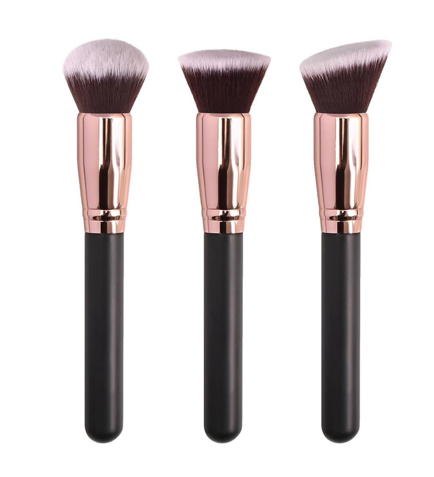 Runioney 3 Pieces Makeup Brushes for Foundation Loose Powder Concealer Blush Brush Professional Cosmetic Beauty Makeup Tool - Buy Online on GoSupps.com