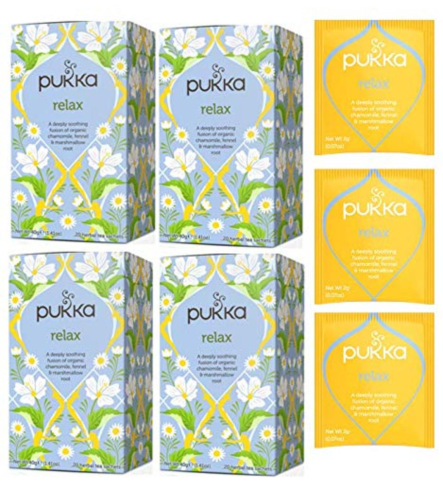 Pukka Tea "Relax" 4 x 20 80 120 & 160's Tea Bags Organic & ENVELOPED Version (80)