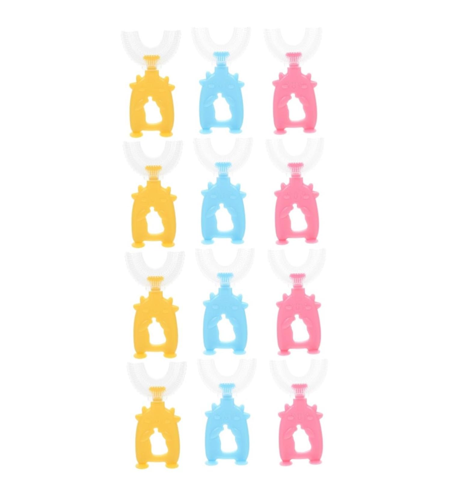 Minkissy 12 STK U-Shaped Toothbrush for Children - Whole Mouth Cleaning Baby Toothbrush - Durable & Safe PP Design - Buy Online on GoSupps.com