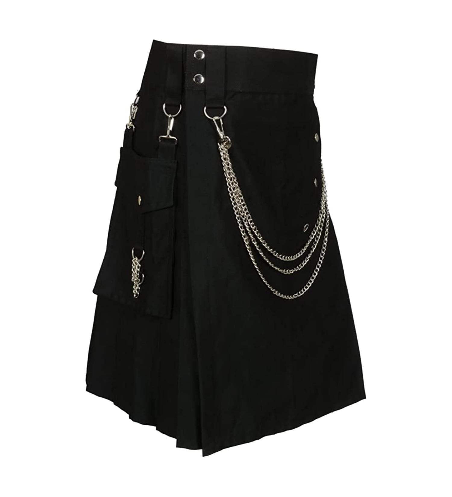 Men's Scottish Kilt Fold Skirt - Retro Rock Checkered Mini Skirt | Comfortable Vintage Outdoor Wear in Black 3XL - Buy Online on GoSupps.com