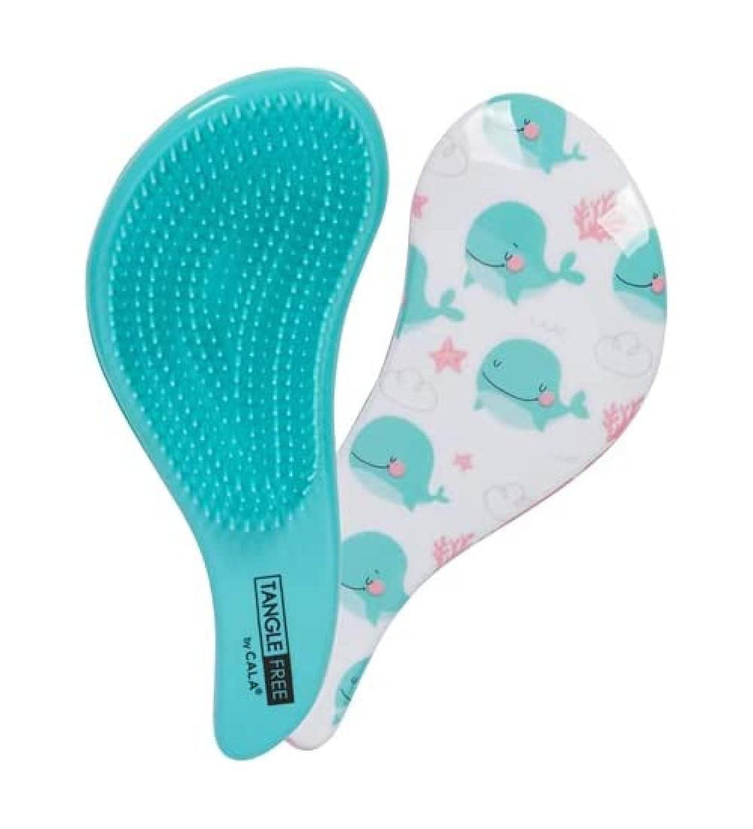 CALA Tangle Free Whales Hair Brush Pattern - Blue/Pink