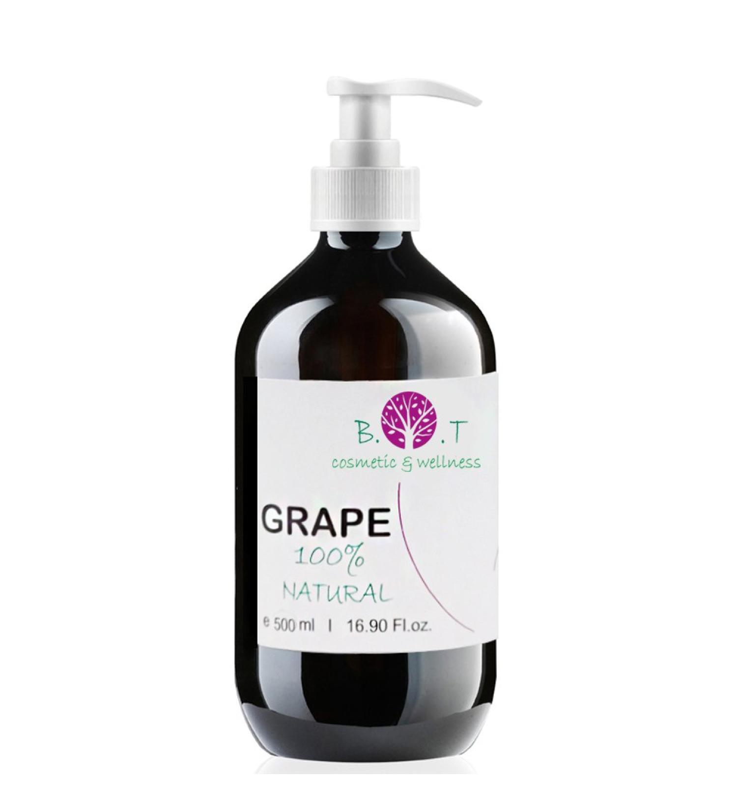 Cold-Pressed Grape Seed Oil 500ml | Natural Intensive Skin & Hair Care | Makeup Remover | Moisturizer for Face & Body | Massage & Carrier Oil - Buy Online on GoSupps.com
