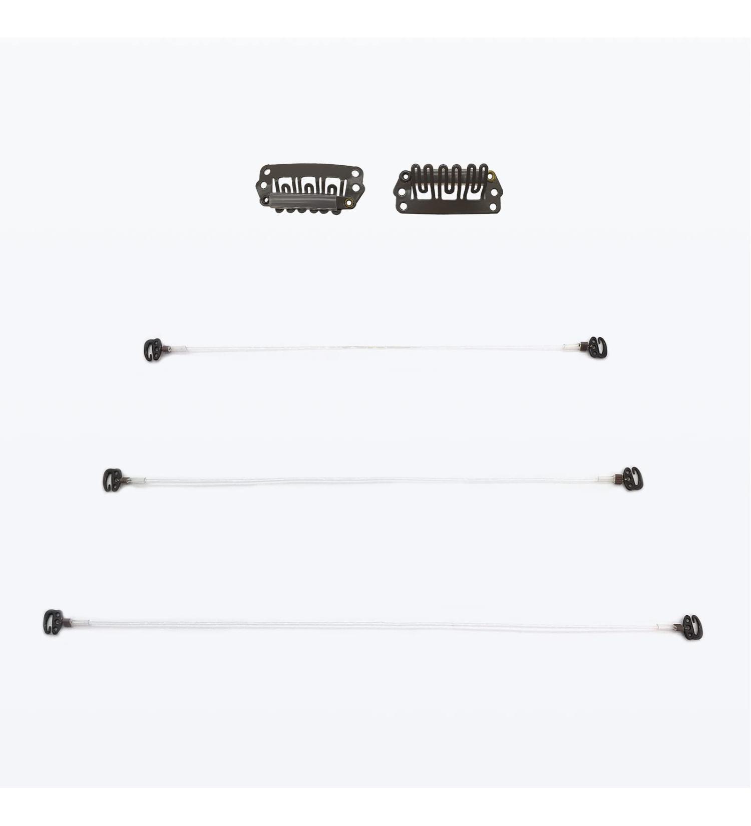 GOO GOO Brown Invisible Elastic Wire for Hair Extensions - 3 Adjustable Fish Line Sizes with Stainless Steel Clips - Buy Online on GoSupps.com