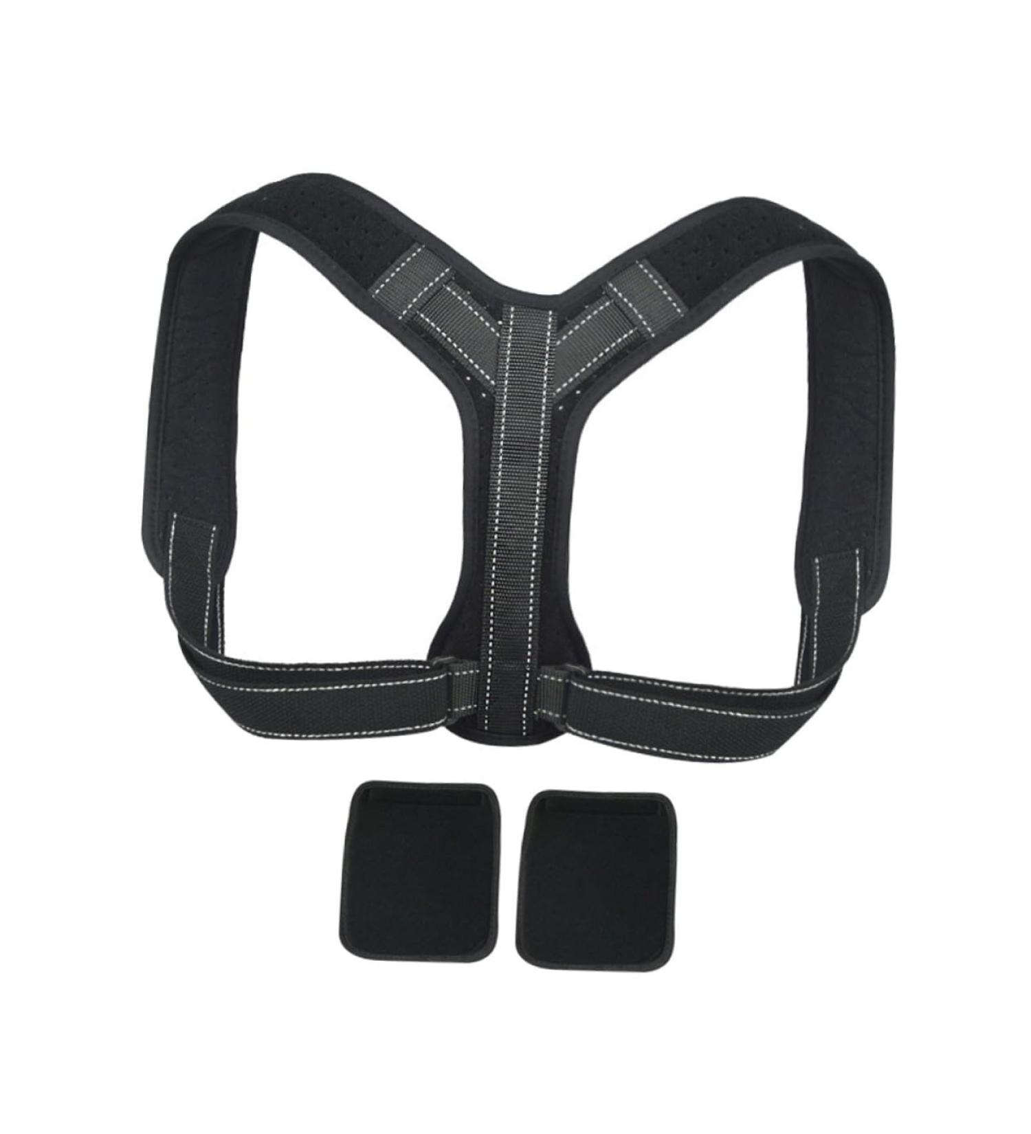 FOMIYES Adjustable Posture Shoulder Brace Set - Portable Belt Brace for Back Support | 24x17cm Black - Buy Online on GoSupps.com