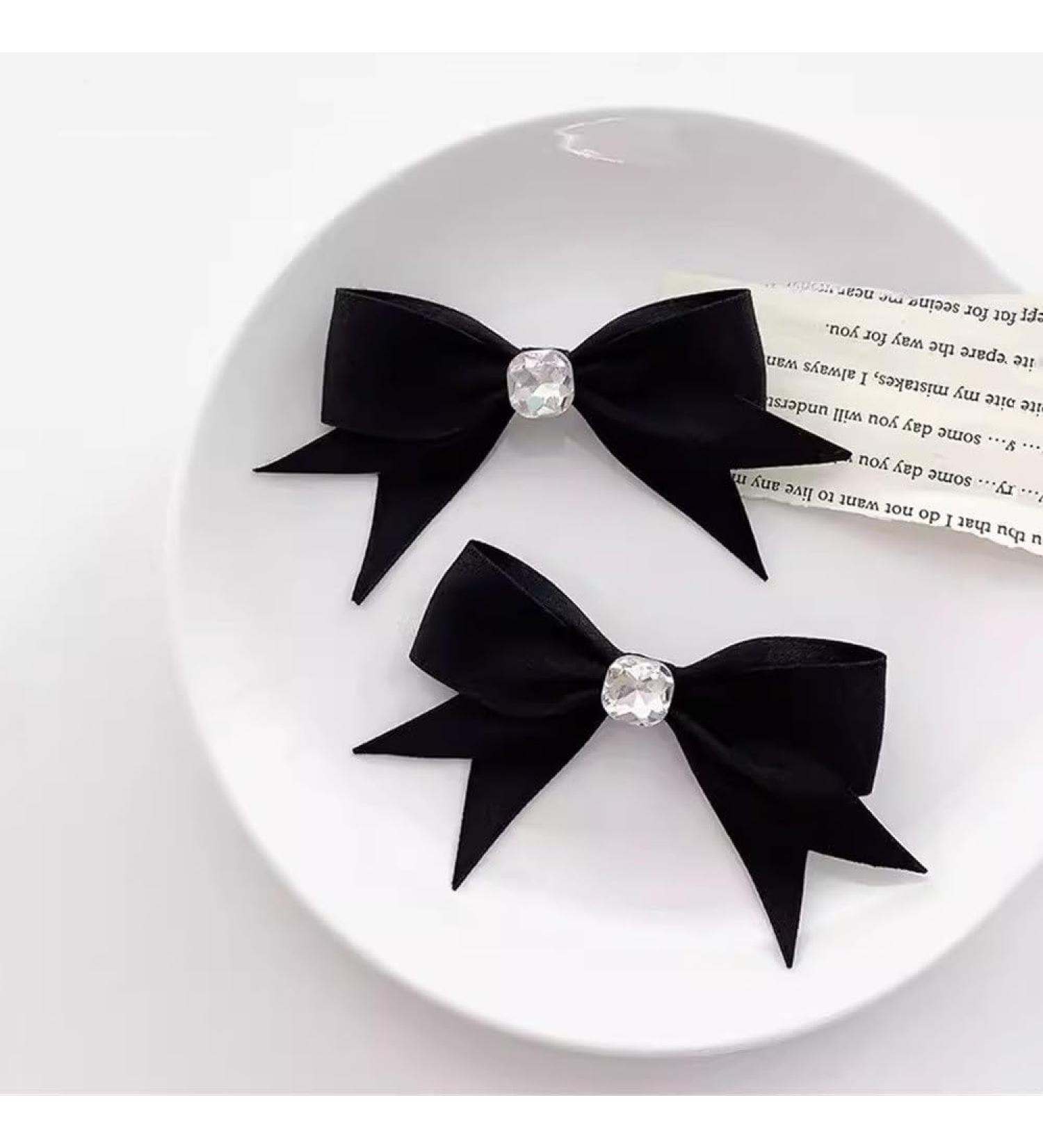 Hair Barrettes for Women Women Black Bow Hair Clip Side Edge Clip Headpiece(2pcs) - Buy Online on GoSupps.com