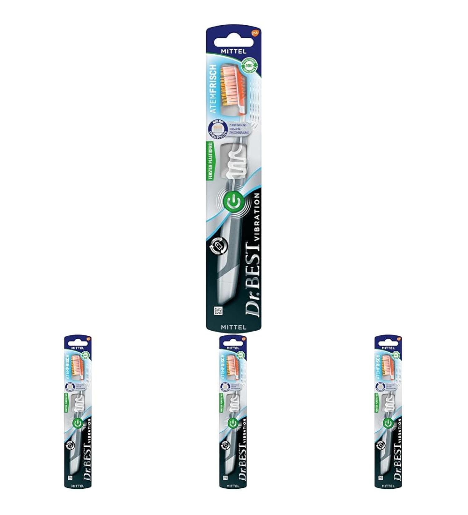 Dr. Best Vibration Breathing Fresh Toothbrush | Medium 4 Pack - 50% Better Accessibility Between Teeth for Optimal Oral Care - Buy Online on GoSupps.com