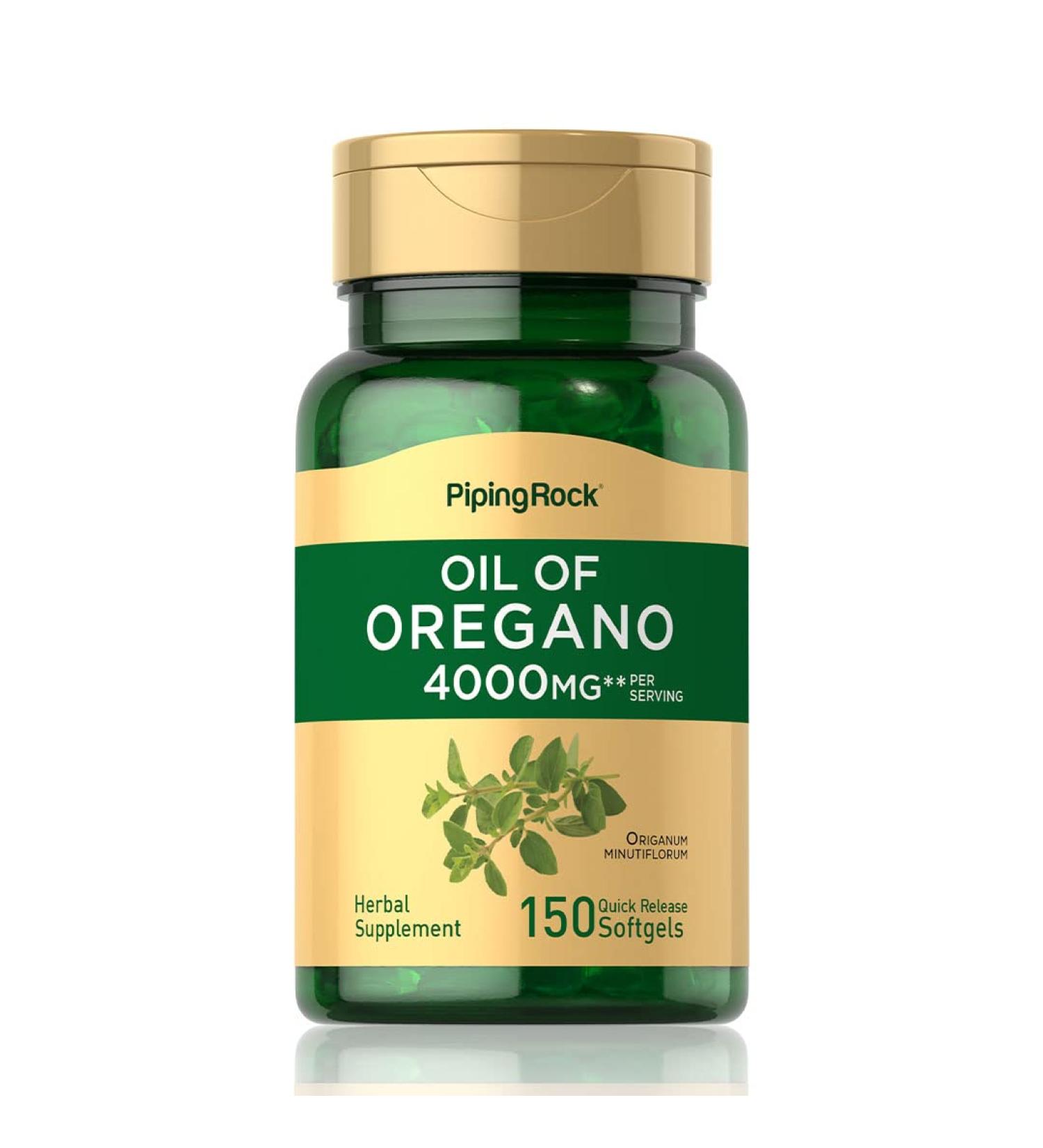 Organic Oregano Oil Capsules 4000mg - 150 Softgels | Non-GMO, Gluten-Free Herbal Supplement | Piping Rock - Buy Online on GoSupps.com